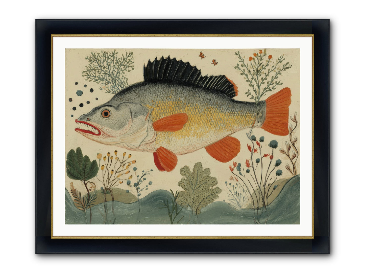 Fairy Tale Fins Framed Print - Wide Black w/Gold 40x30