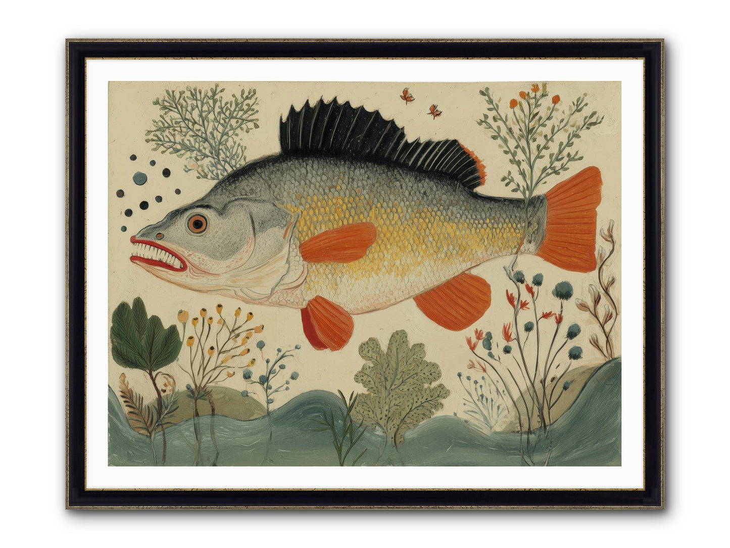 Fairy Tale Fins Framed Print - Black & Gold 48x36