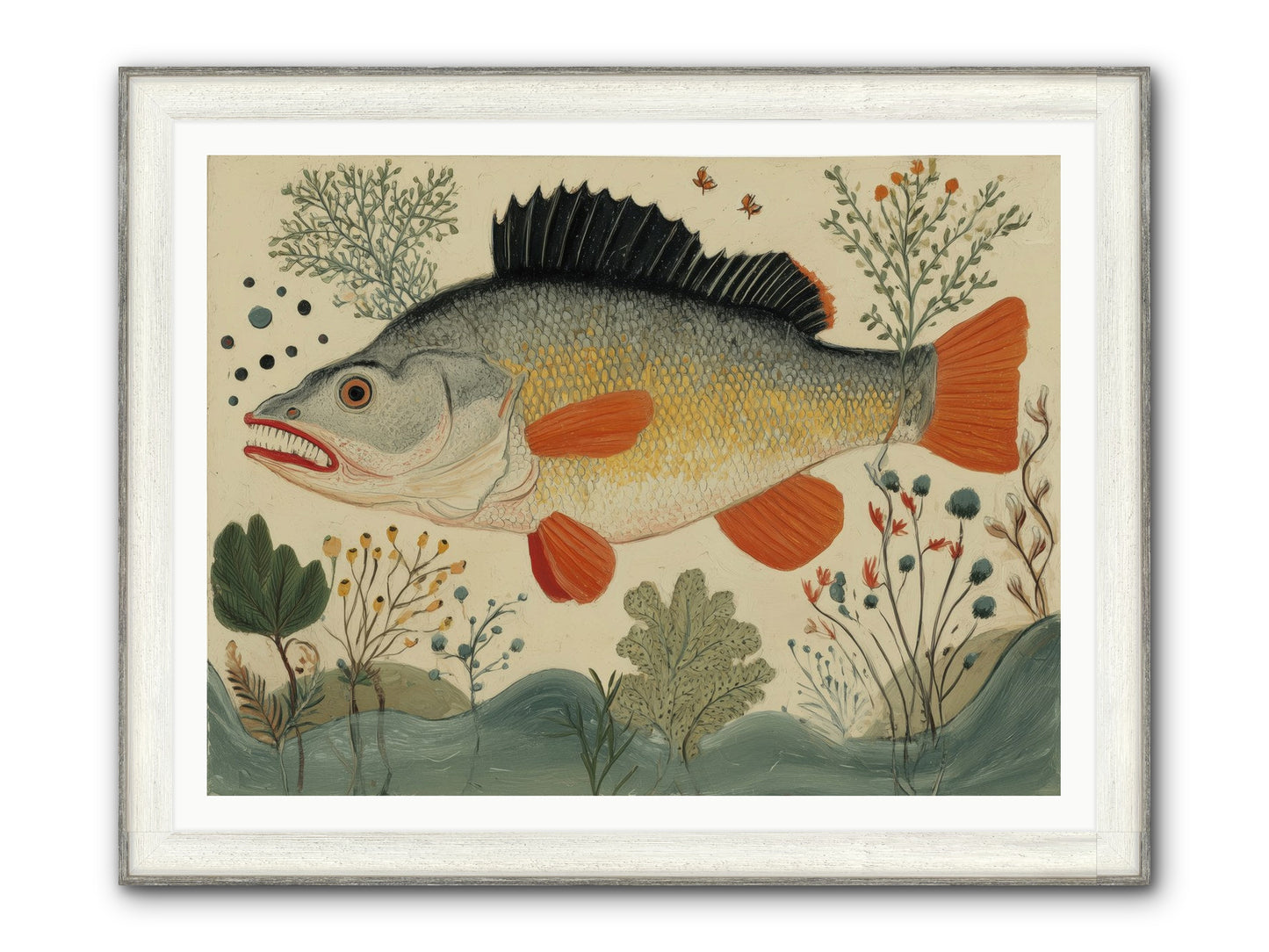 Fairy Tale Fins Framed Print - Driftwood White 48x36
