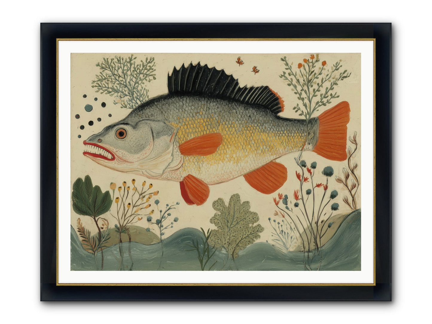 Fairy Tale Fins Framed Print - Wide Black w/Gold 48x36