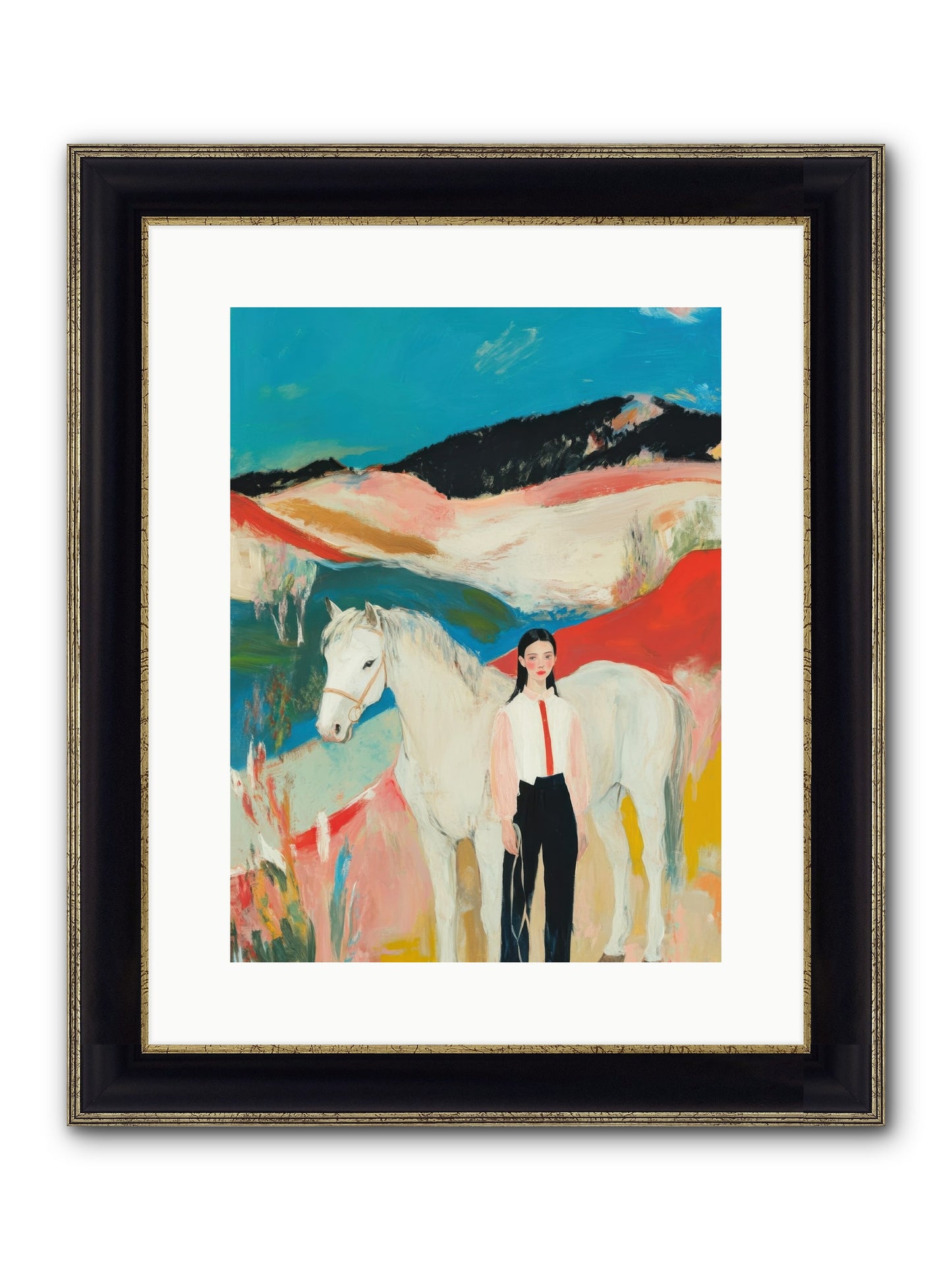 Faithful Hooves & Heartstrings Framed Print - Black & Gold 12x16