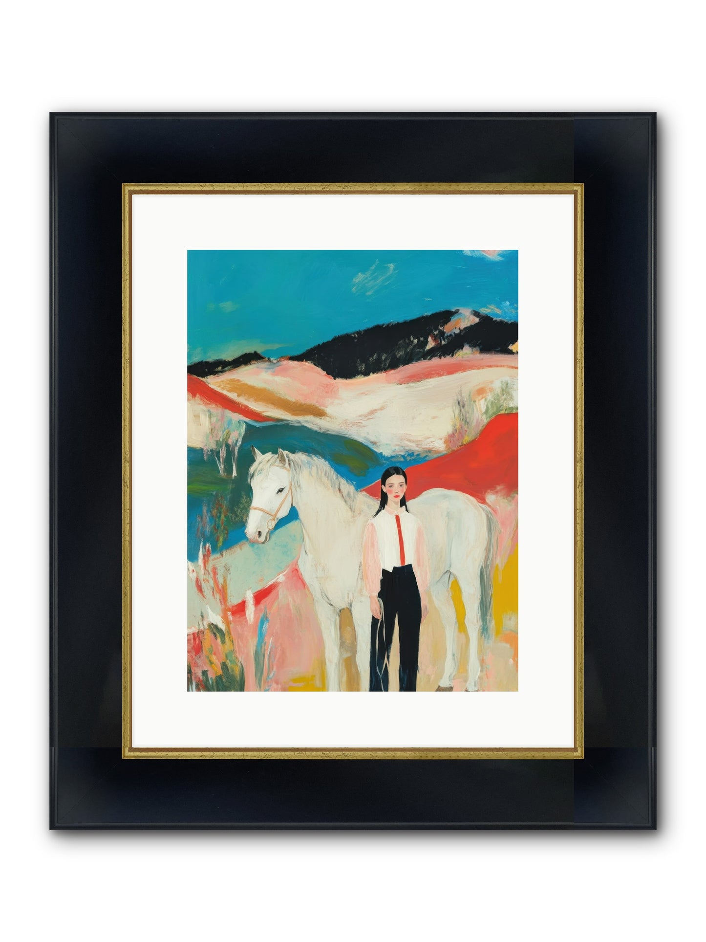 Faithful Hooves & Heartstrings Framed Print - Wide Black w/Gold 12x16