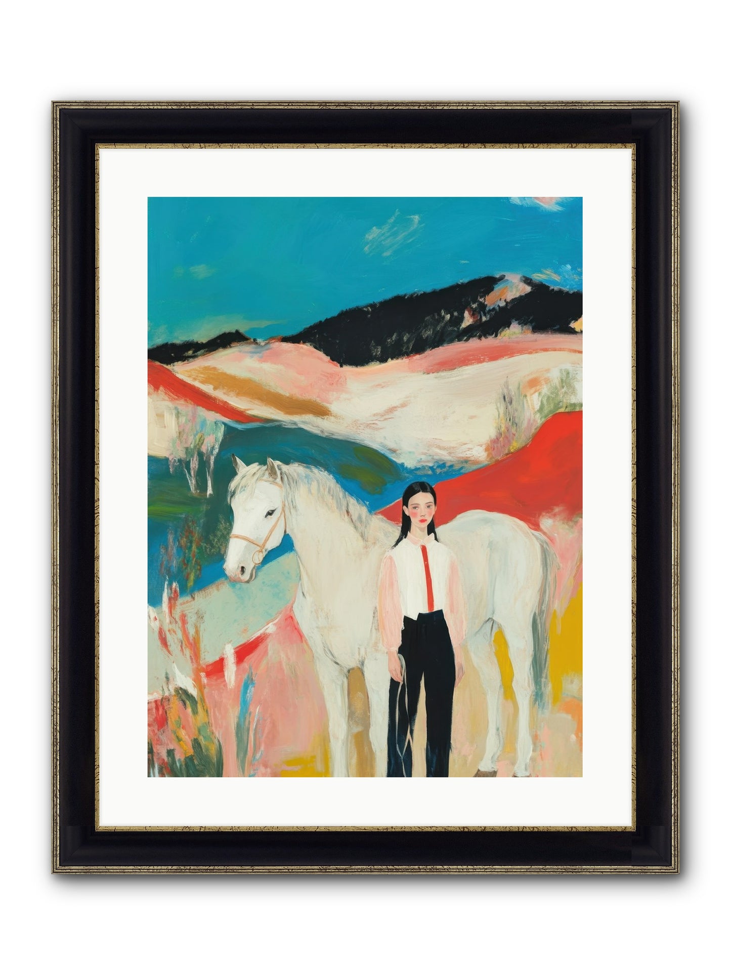 Faithful Hooves & Heartstrings Framed Print - Black & Gold 18x24