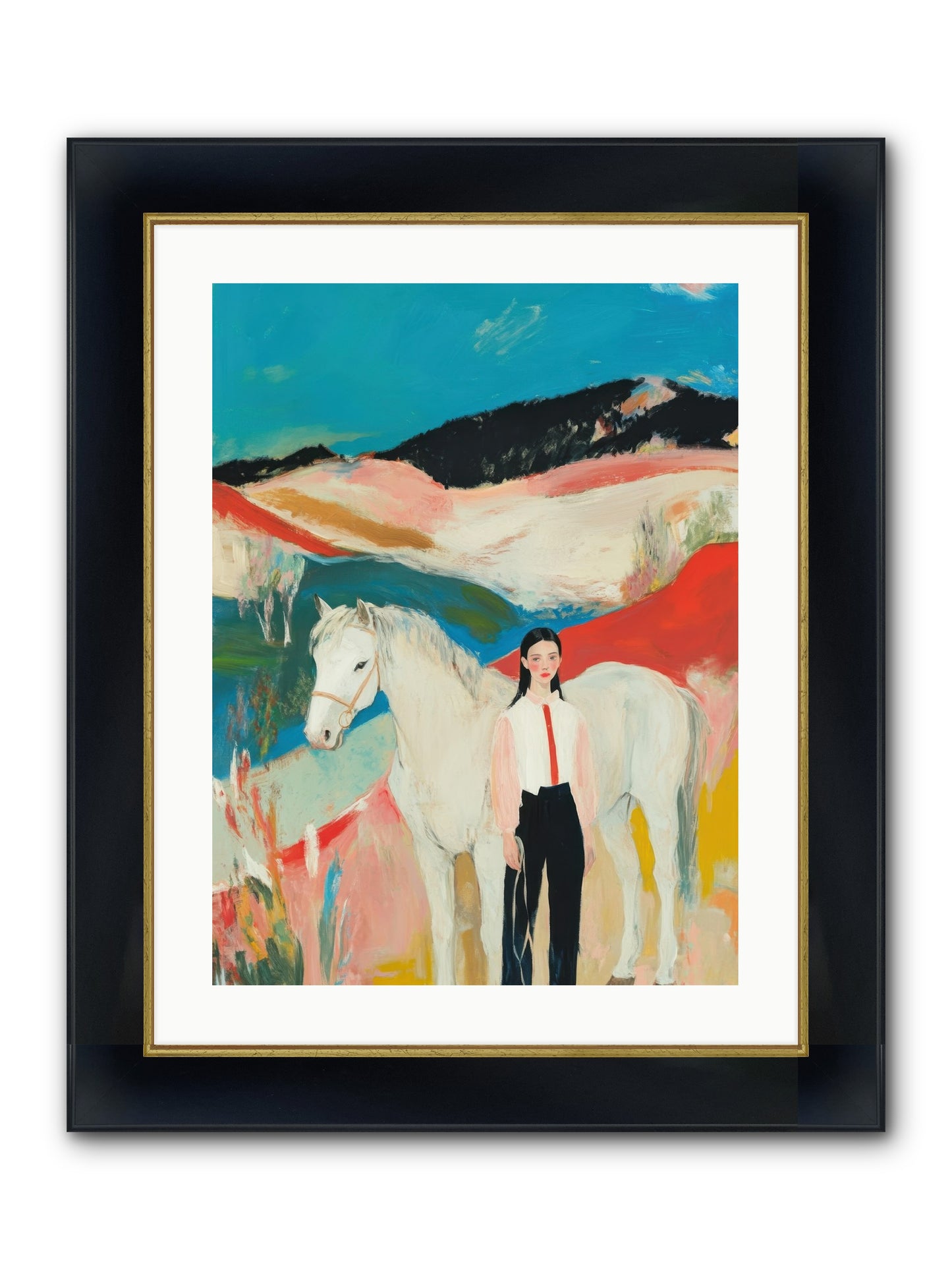 Faithful Hooves & Heartstrings Framed Print - Wide Black w/Gold 18x24