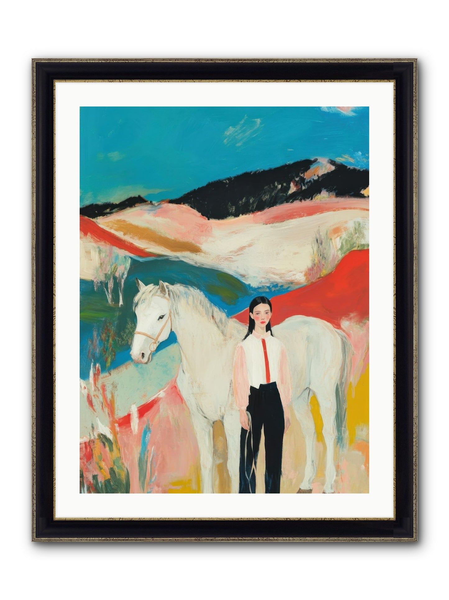 Faithful Hooves & Heartstrings Framed Print - Black & Gold 24x32
