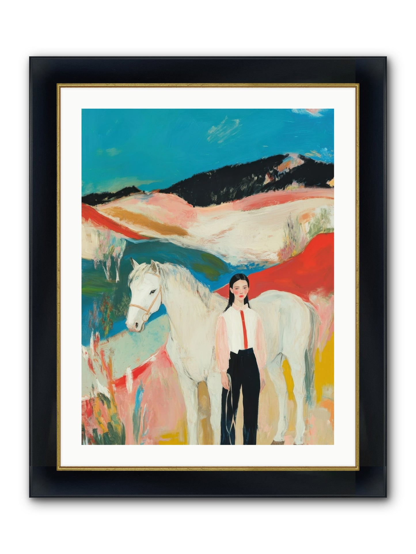 Faithful Hooves & Heartstrings Framed Print - Wide Black w/Gold 24x32