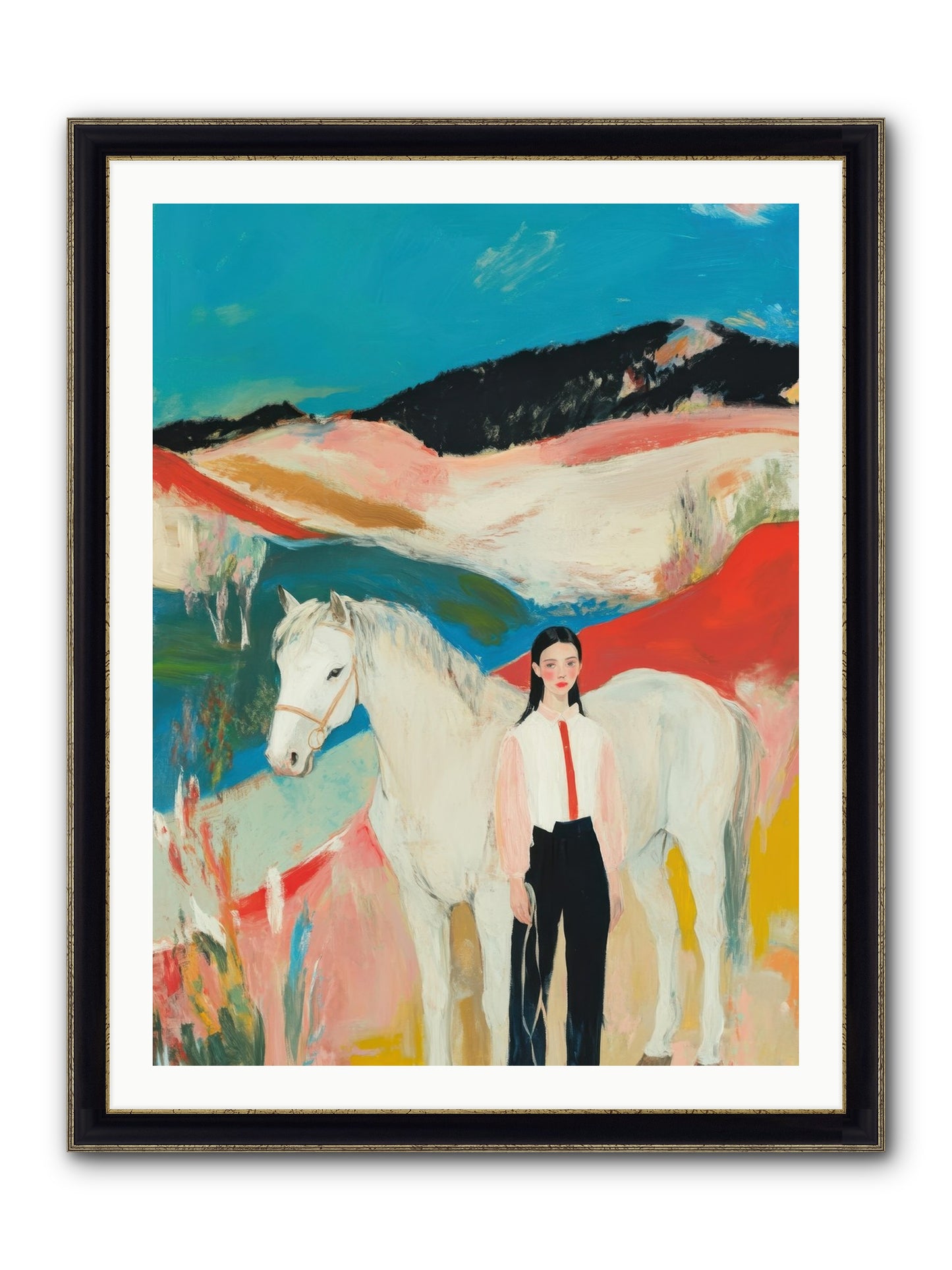 Faithful Hooves & Heartstrings Framed Print - Black & Gold 30x40