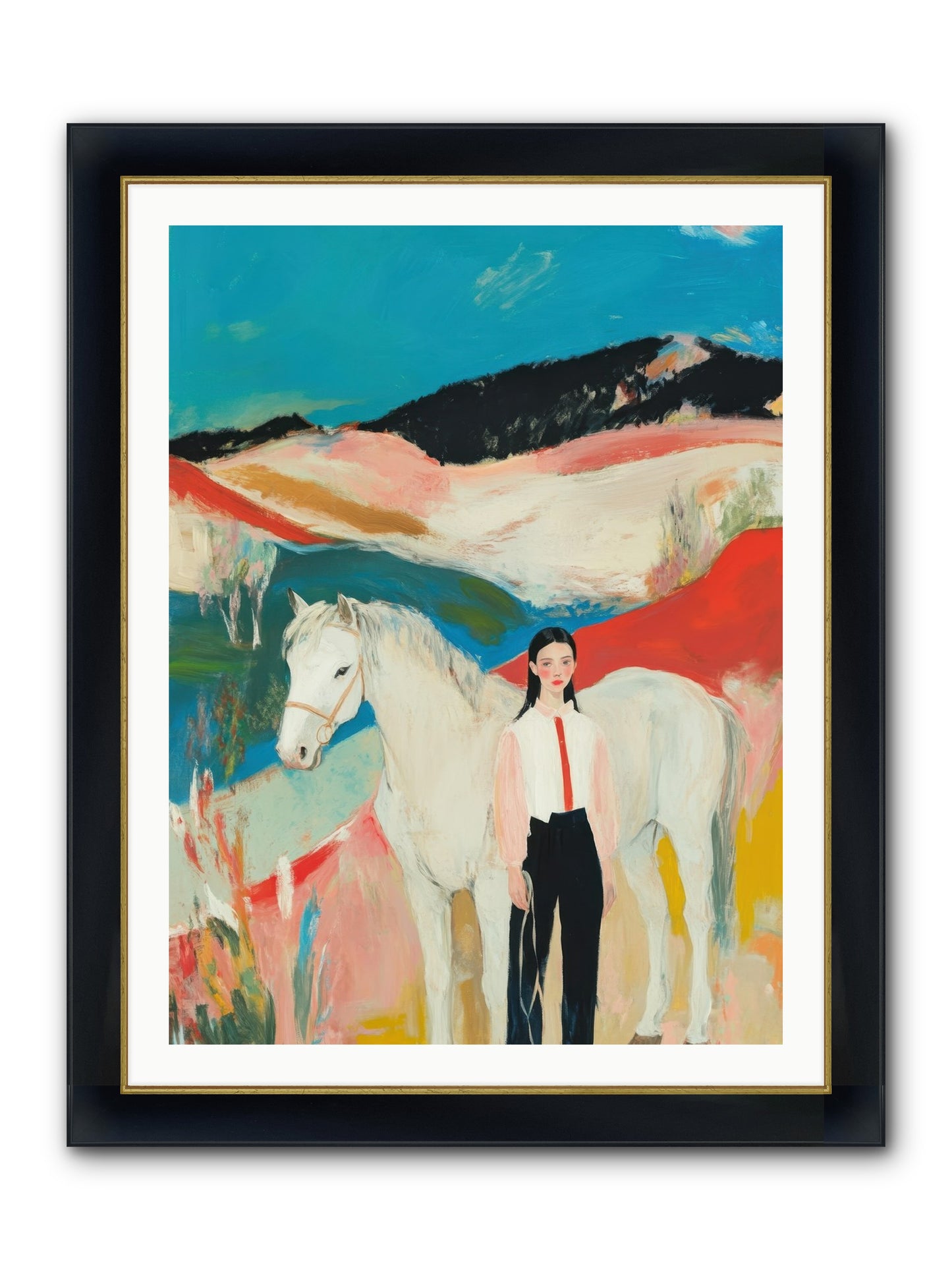 Faithful Hooves & Heartstrings Framed Print - Wide Black w/Gold 30x40