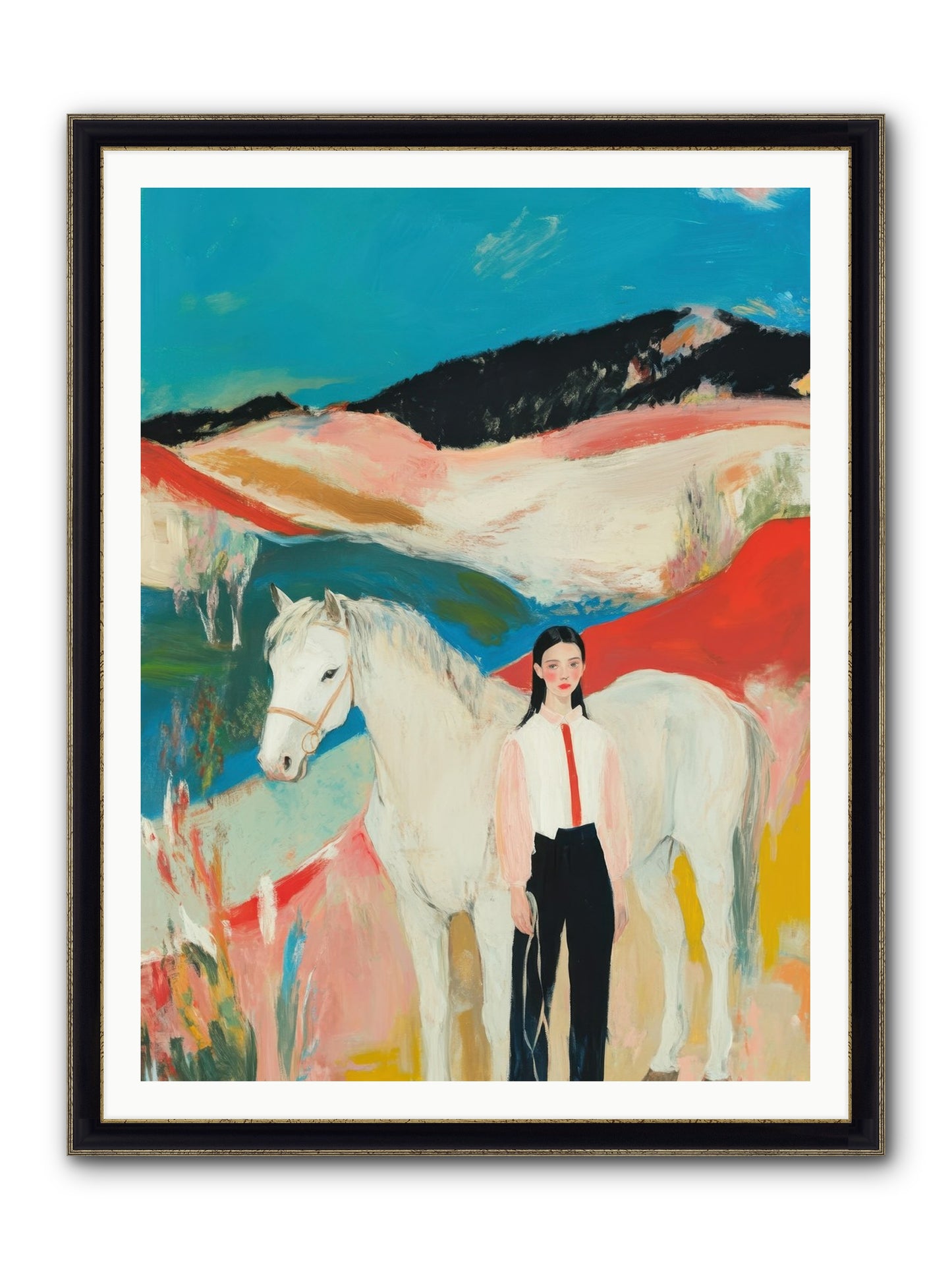 Faithful Hooves & Heartstrings Framed Print - Black & Gold 36x48