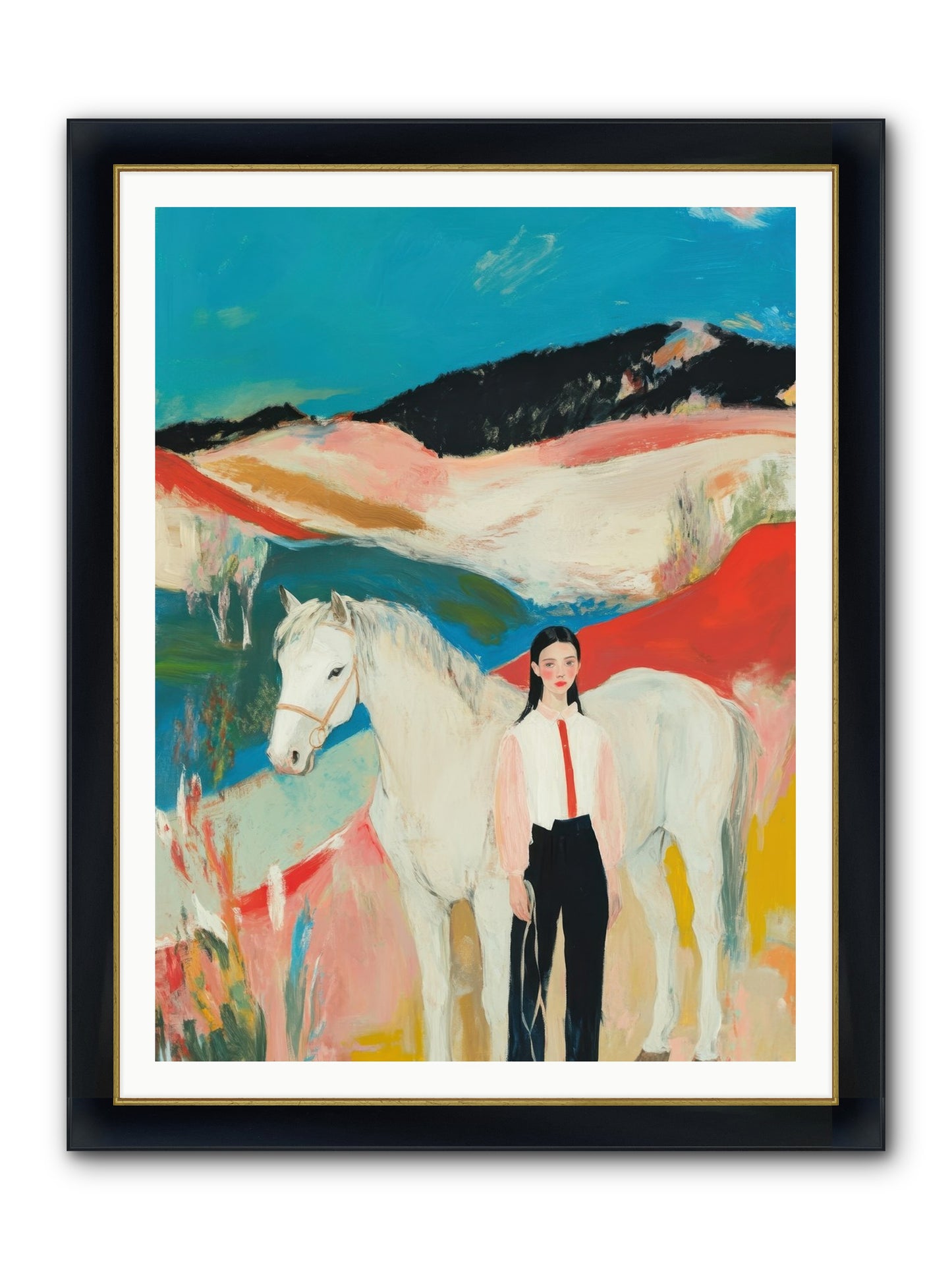 Faithful Hooves & Heartstrings Framed Print - Wide Black w/Gold 36x48