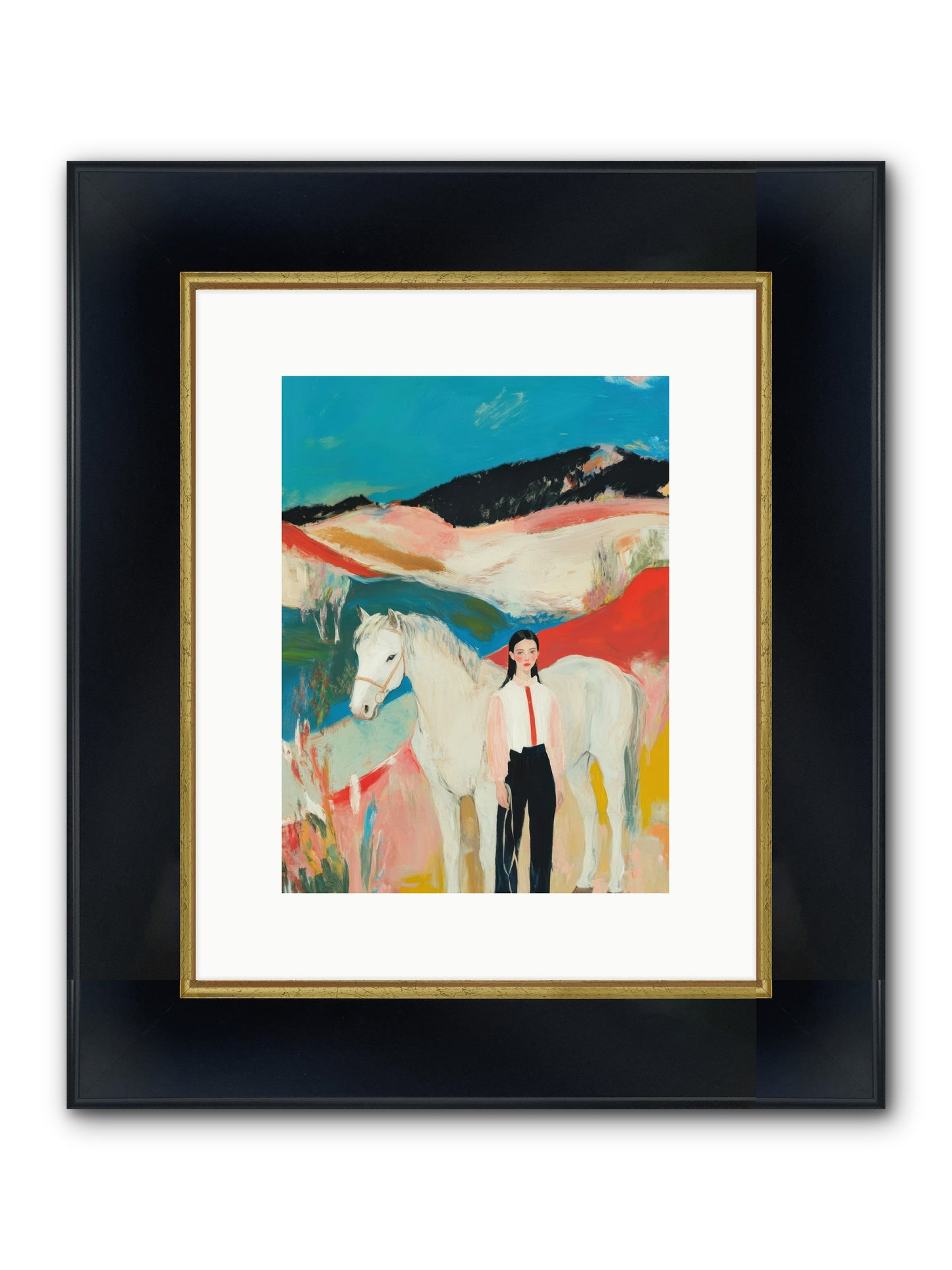 Faithful Hooves & Heartstrings Framed Print - Wide Black w/Gold 9x12
