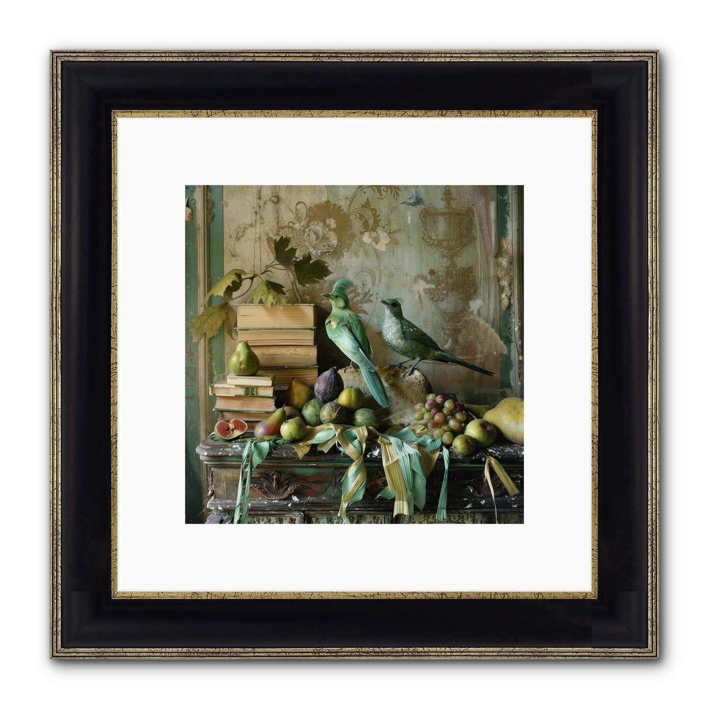 Feathered Tales Untold Framed Print - Black & Gold 10x10