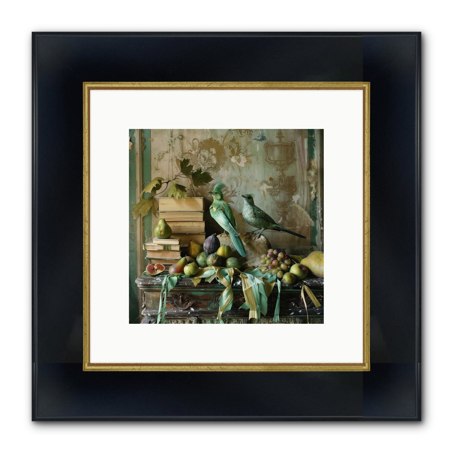 Feathered Tales Untold Framed Print - Wide Black w/Gold 10x10