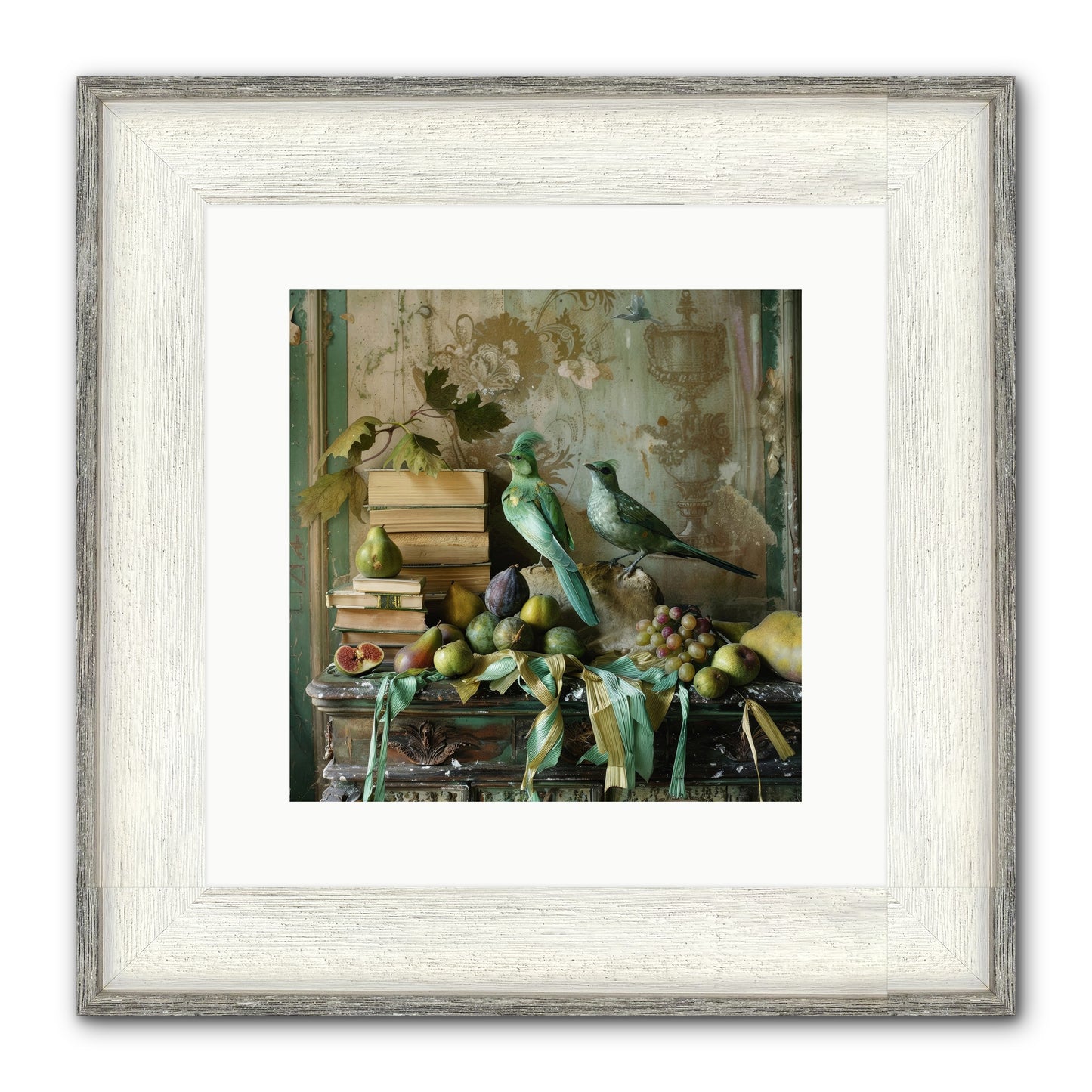 Feathered Tales Untold Framed Print - Driftwood White 12x12