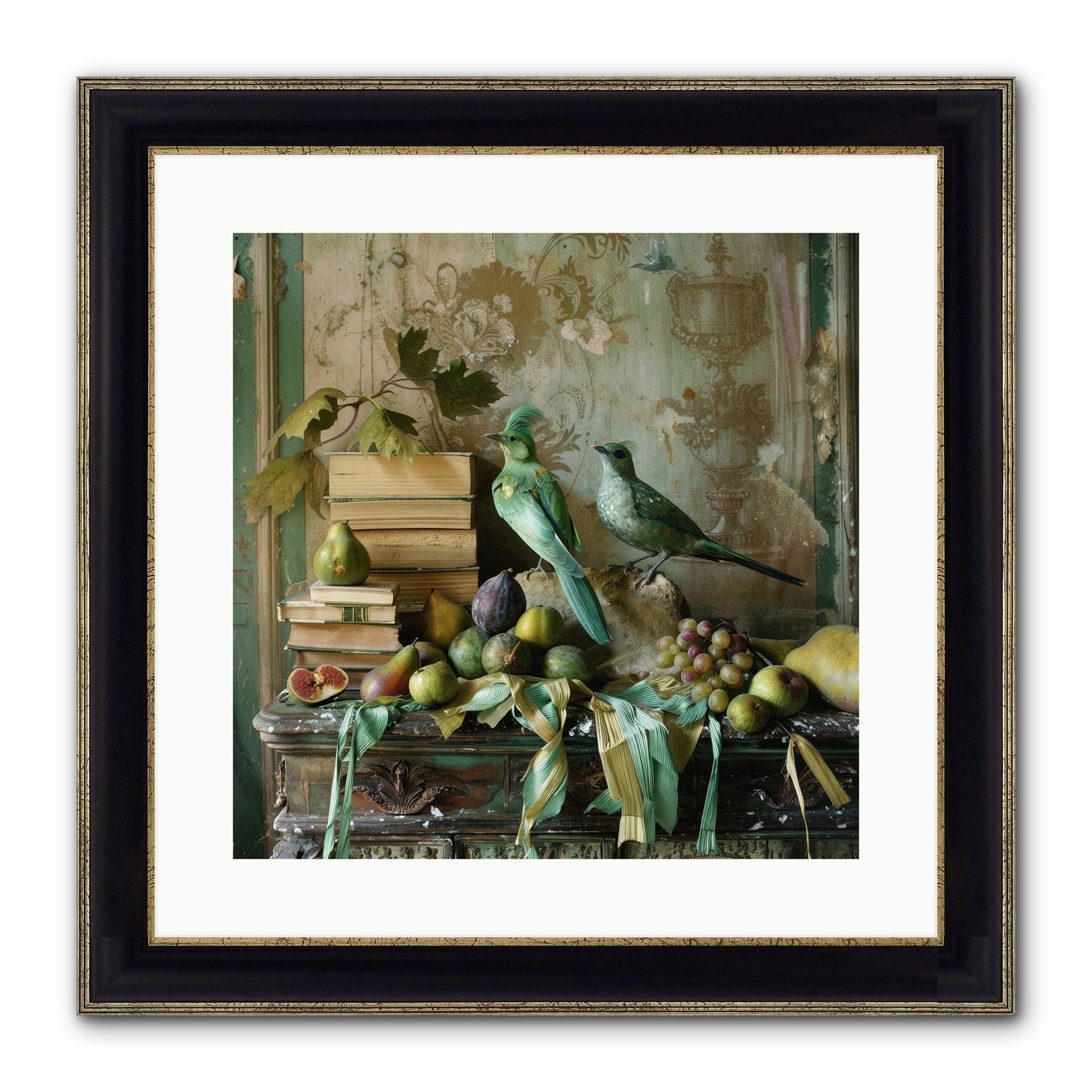 Feathered Tales Untold Framed Print - Black & Gold 16x16