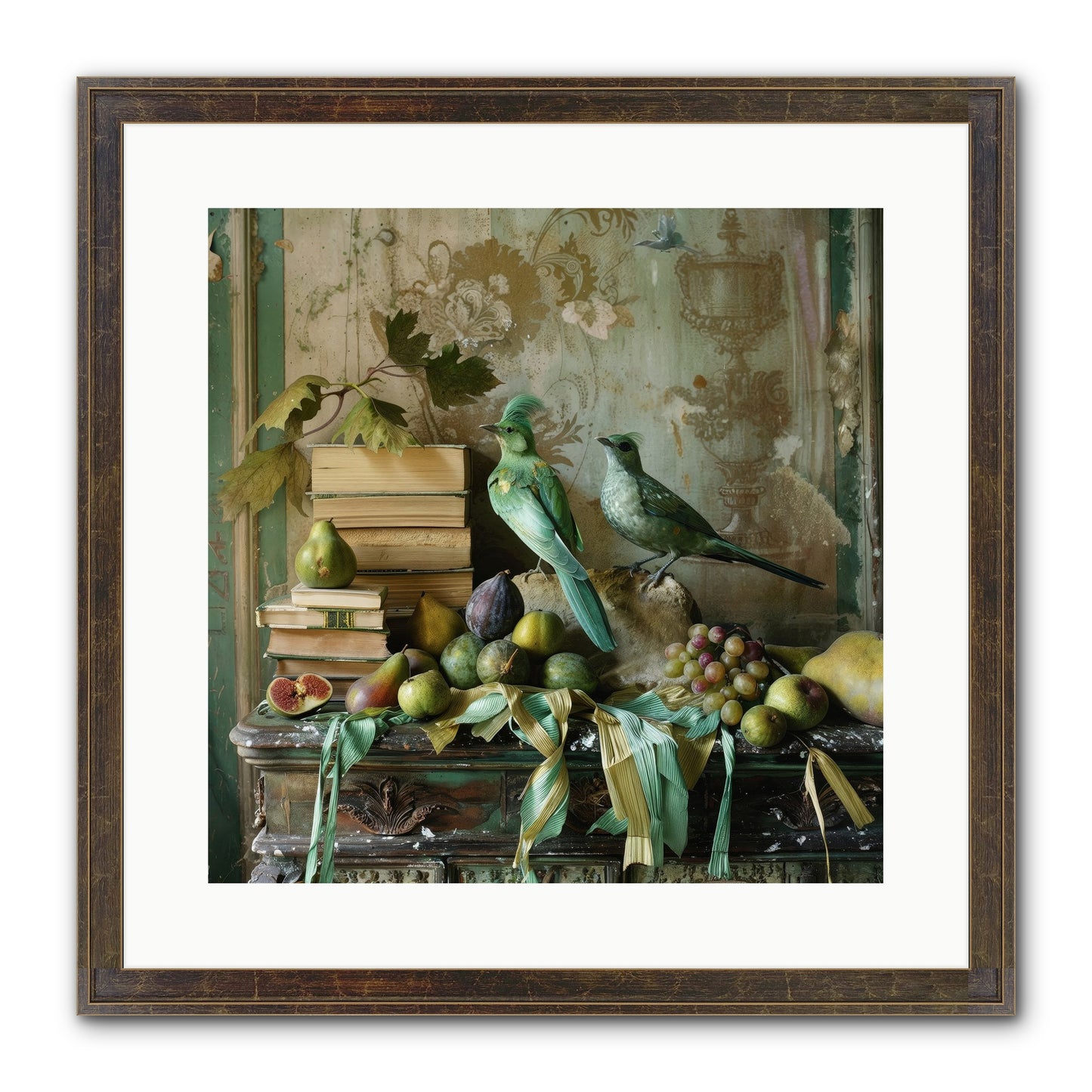 Feathered Tales Untold Framed Print - Slimwoods Black/Gold 16x16