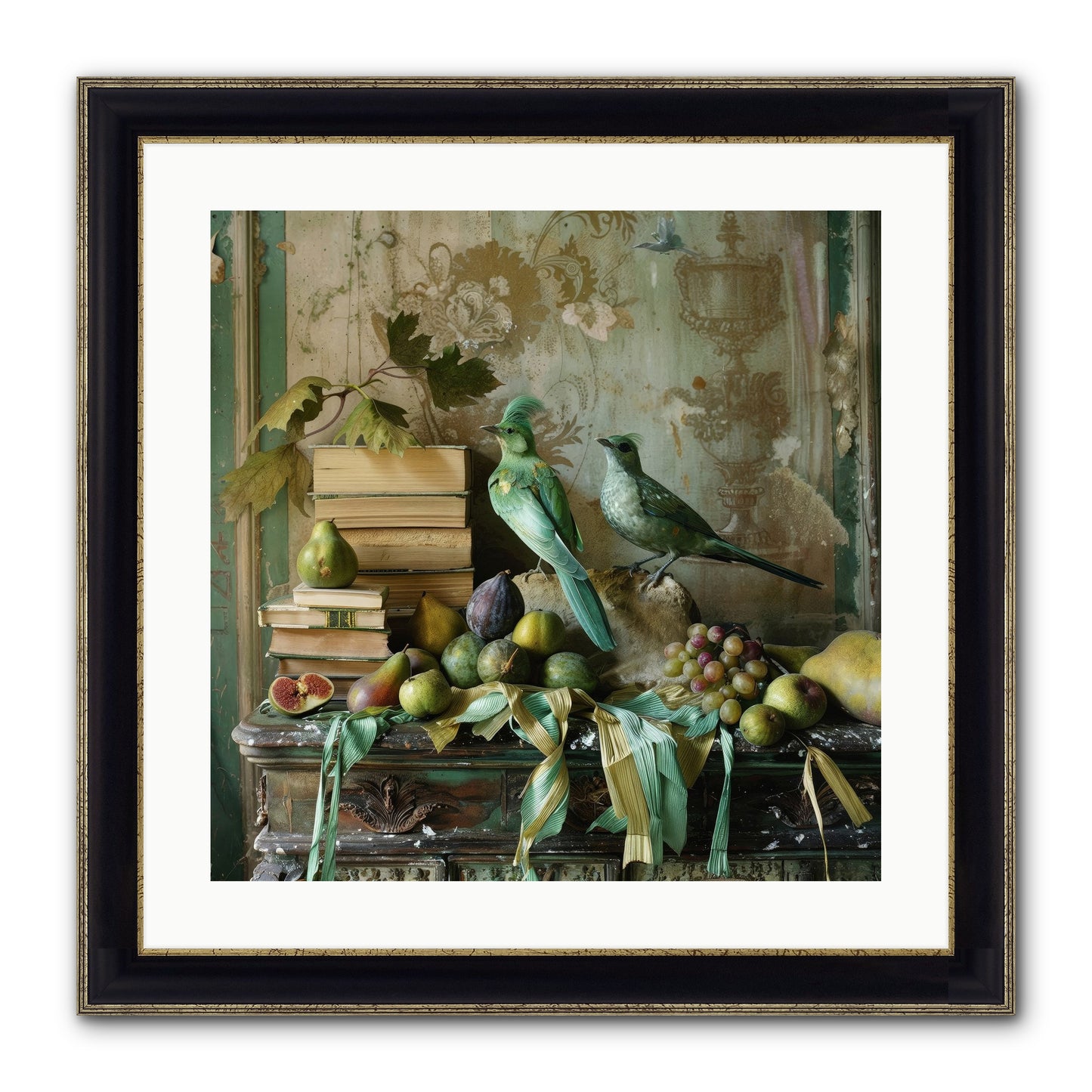 Feathered Tales Untold Framed Print - Black & Gold 20x20
