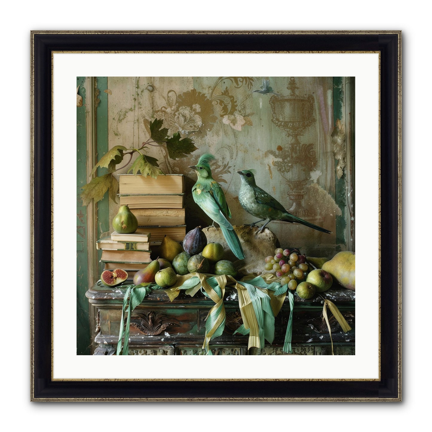 Feathered Tales Untold Framed Print - Black & Gold 24x24