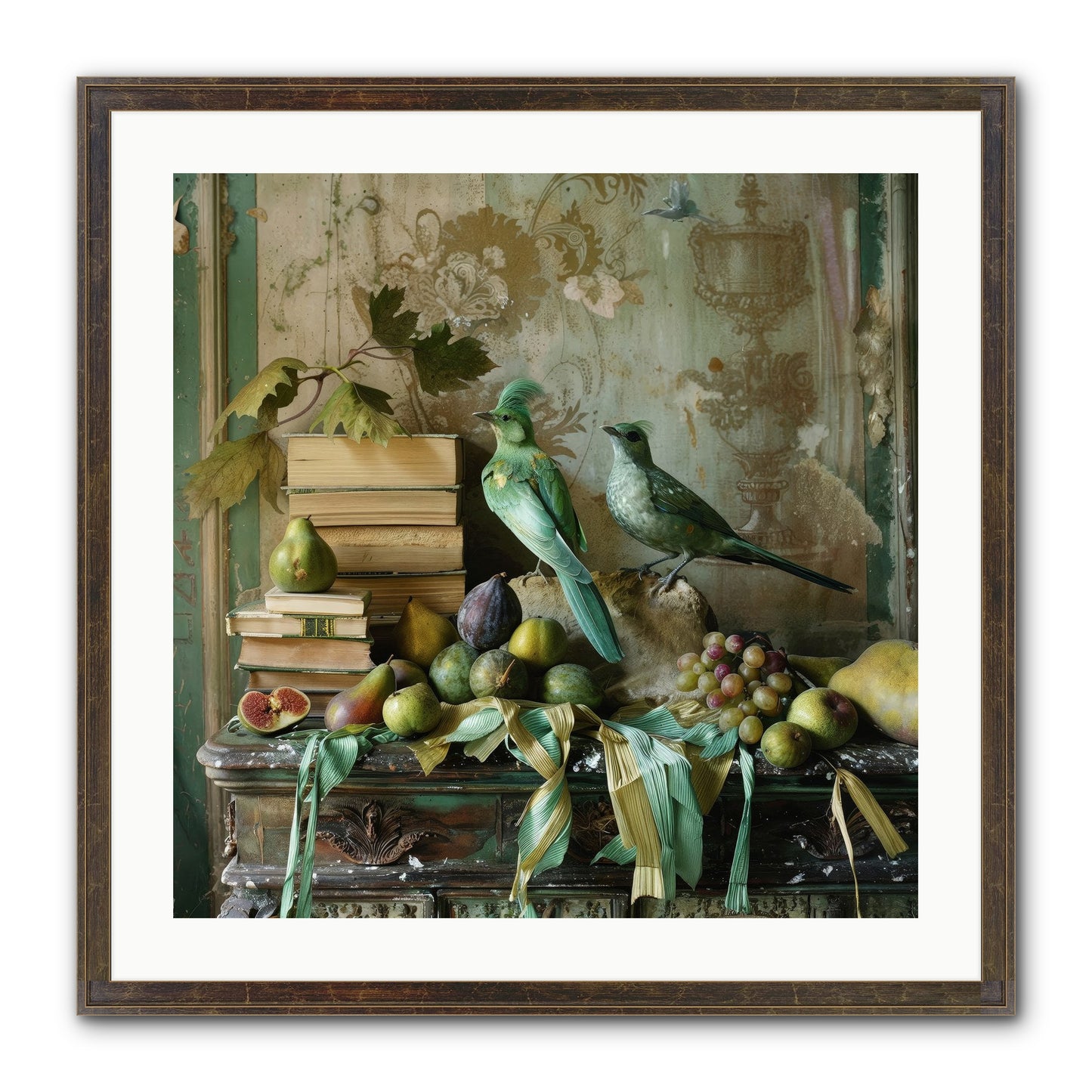 Feathered Tales Untold Framed Print - Slimwoods Black/Gold 24x24
