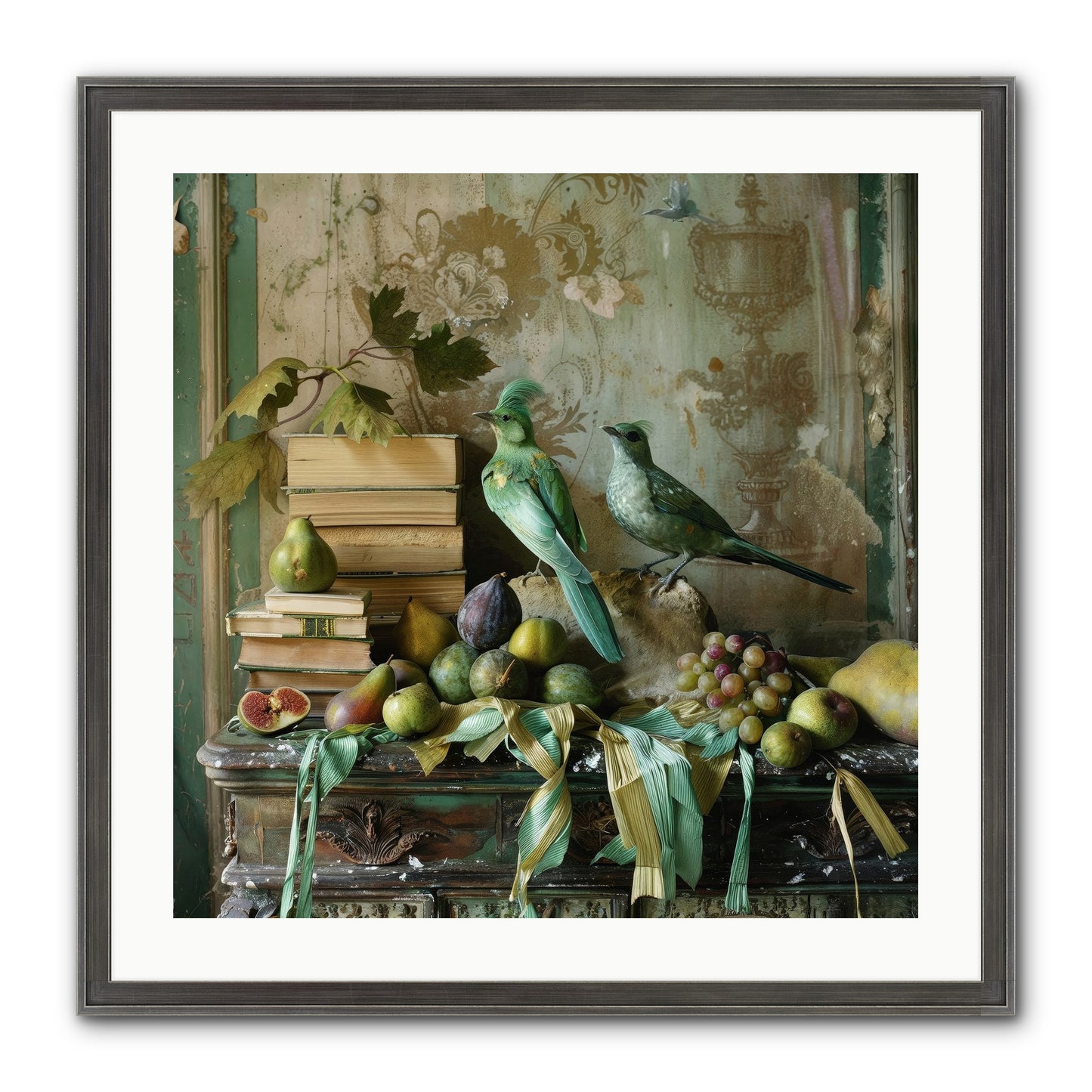 Feathered Tales Untold Framed Print - Slimwoods Black/Silver 24x24