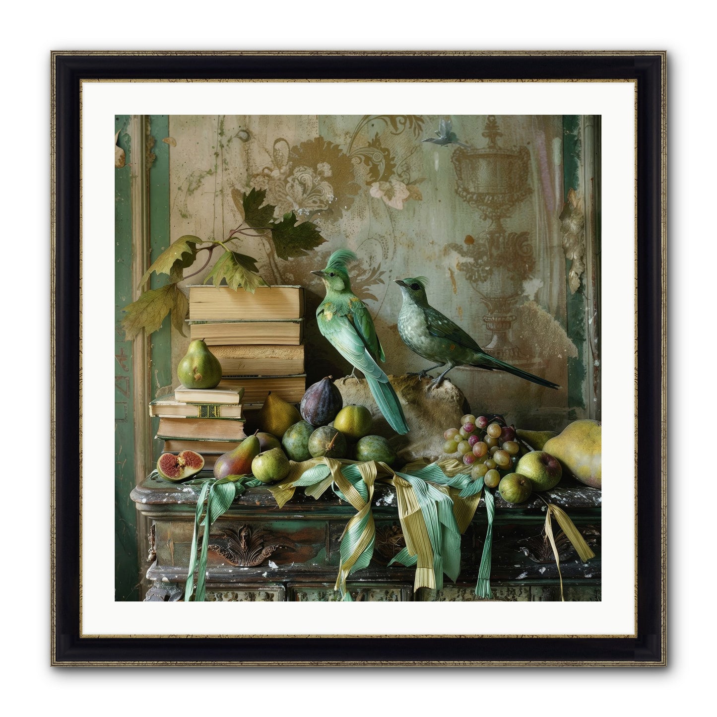 Feathered Tales Untold Framed Print - Black & Gold 30x30