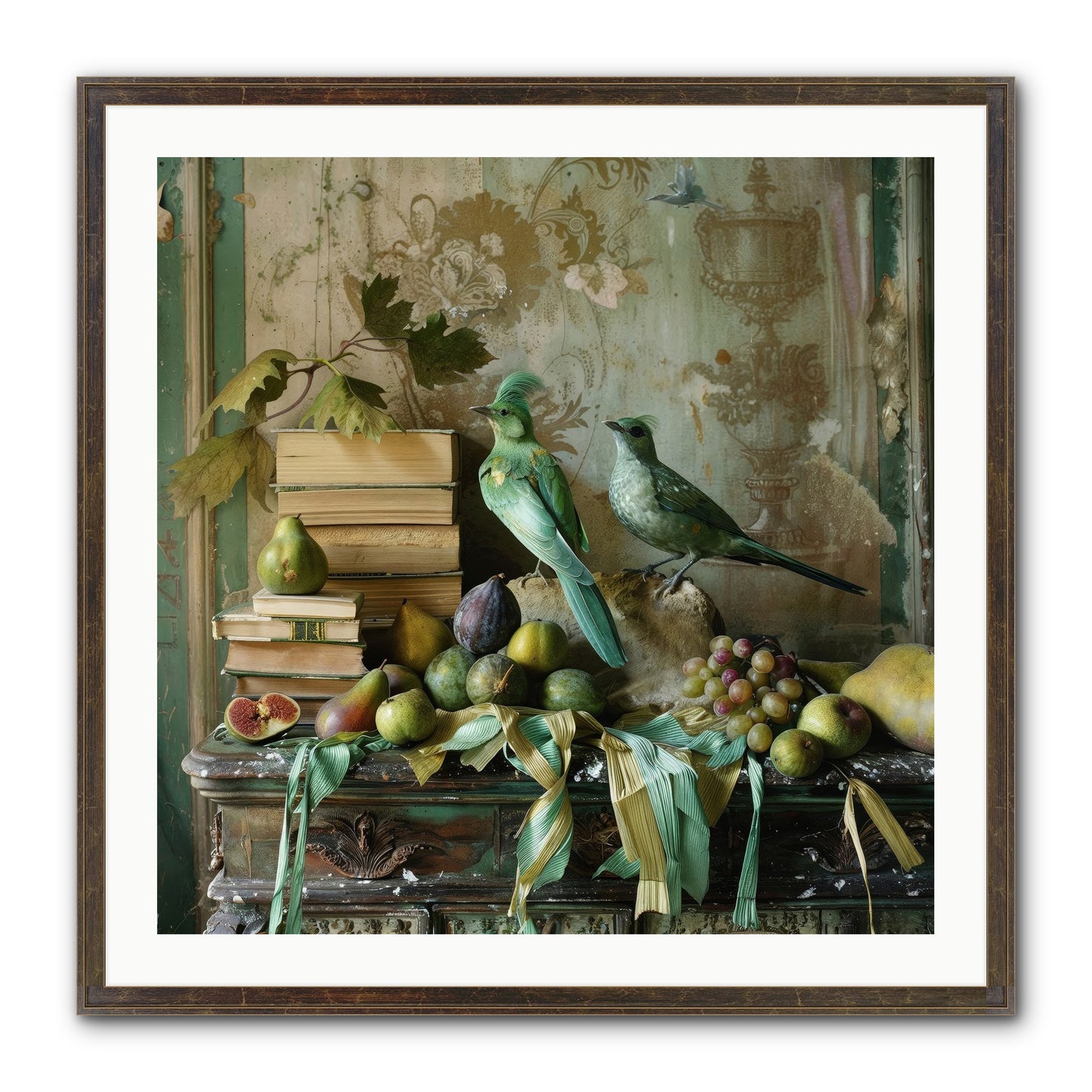 Feathered Tales Untold Framed Print - Slimwoods Black/Gold 30x30