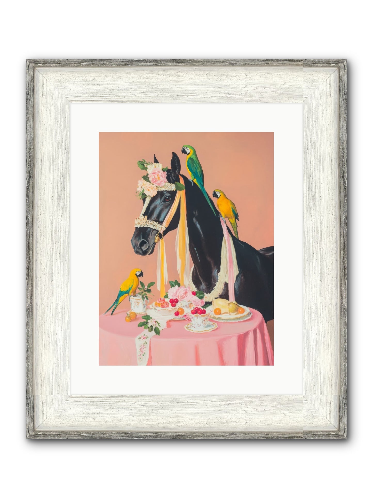 Feathers & Bridle Brigade Framed Print - Driftwood White 12x16