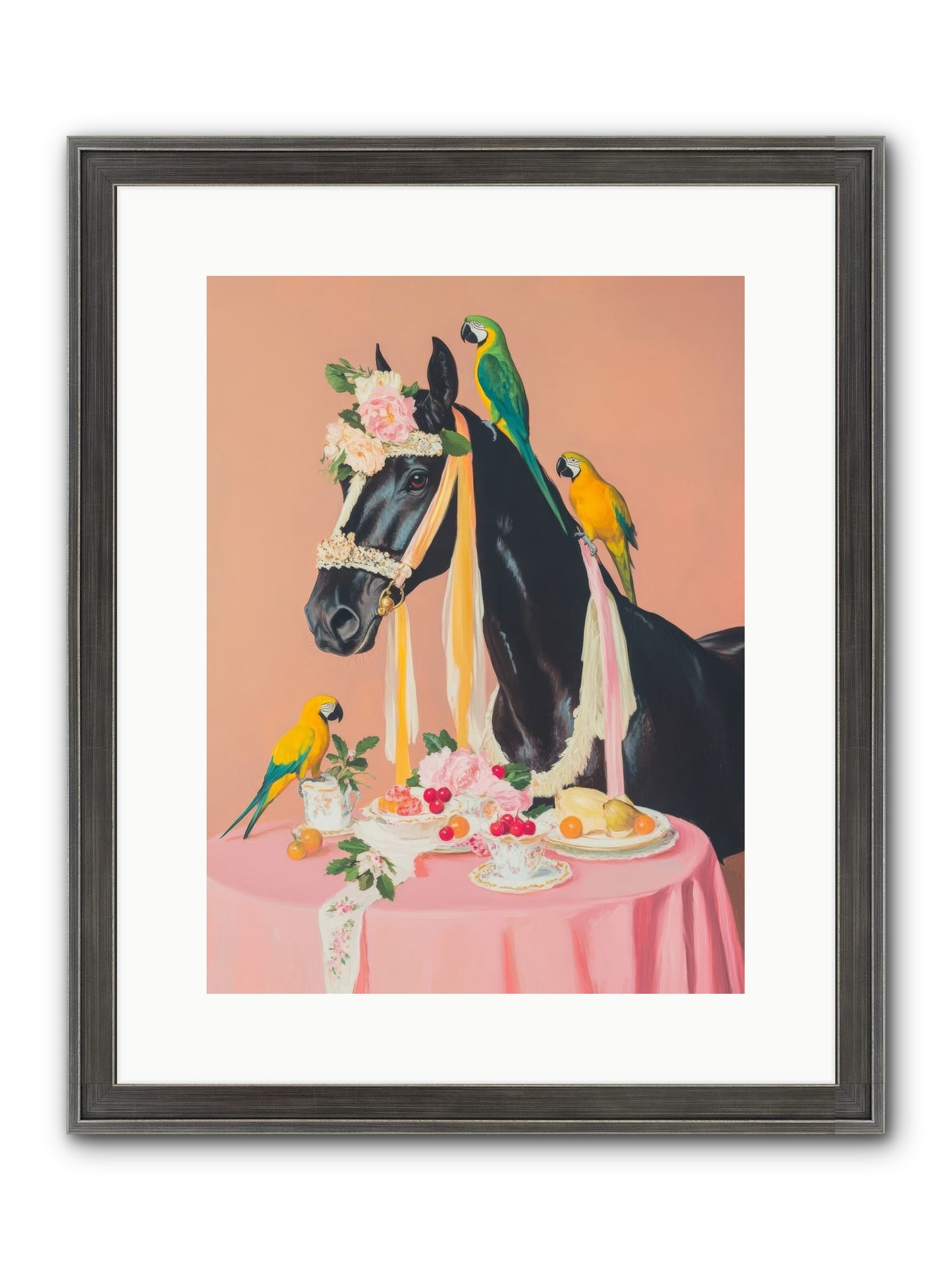 Feathers & Bridle Brigade Framed Print - Slimwoods Black/Silver 12x16