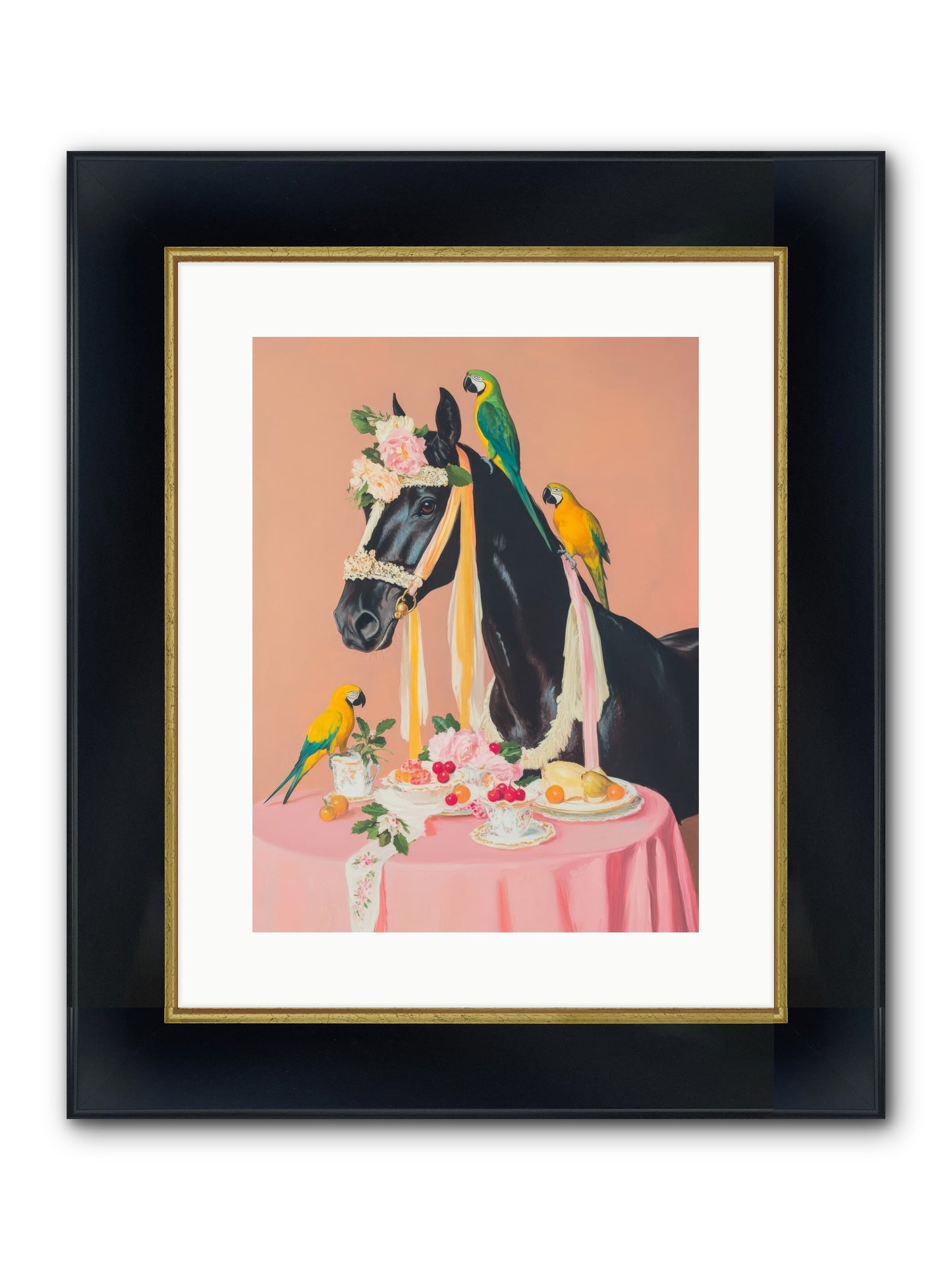 Feathers & Bridle Brigade Framed Print - Wide Black w/Gold 12x16