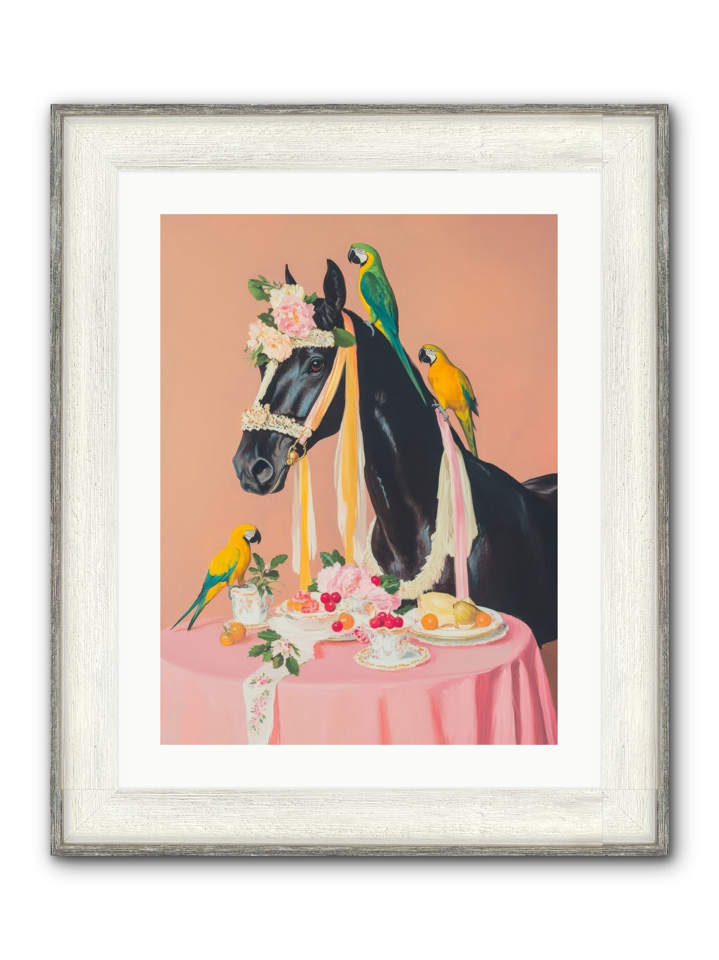 Feathers & Bridle Brigade Framed Print - Driftwood White 18x24