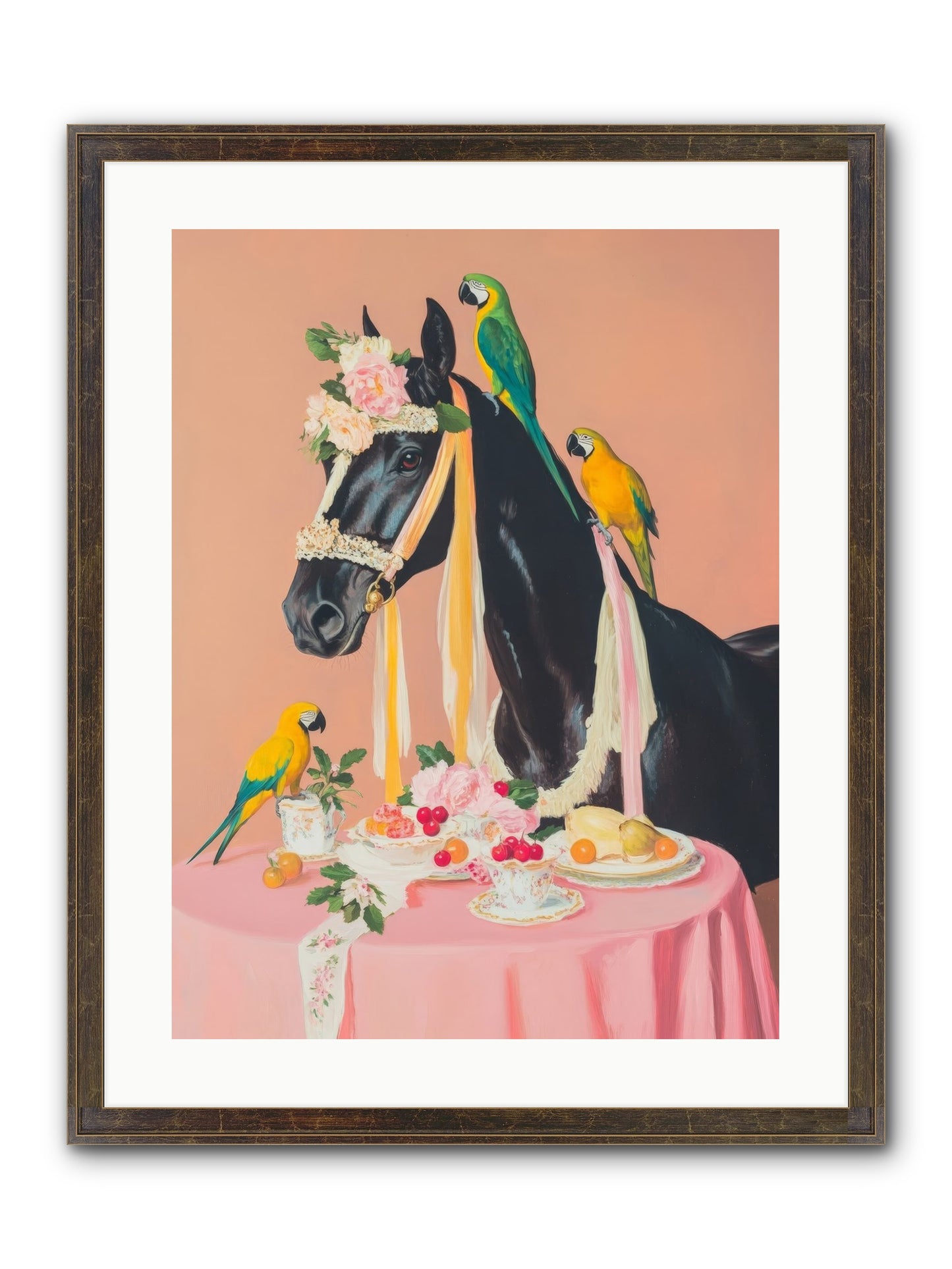 Feathers & Bridle Brigade Framed Print - Slimwoods Black/Gold 18x24