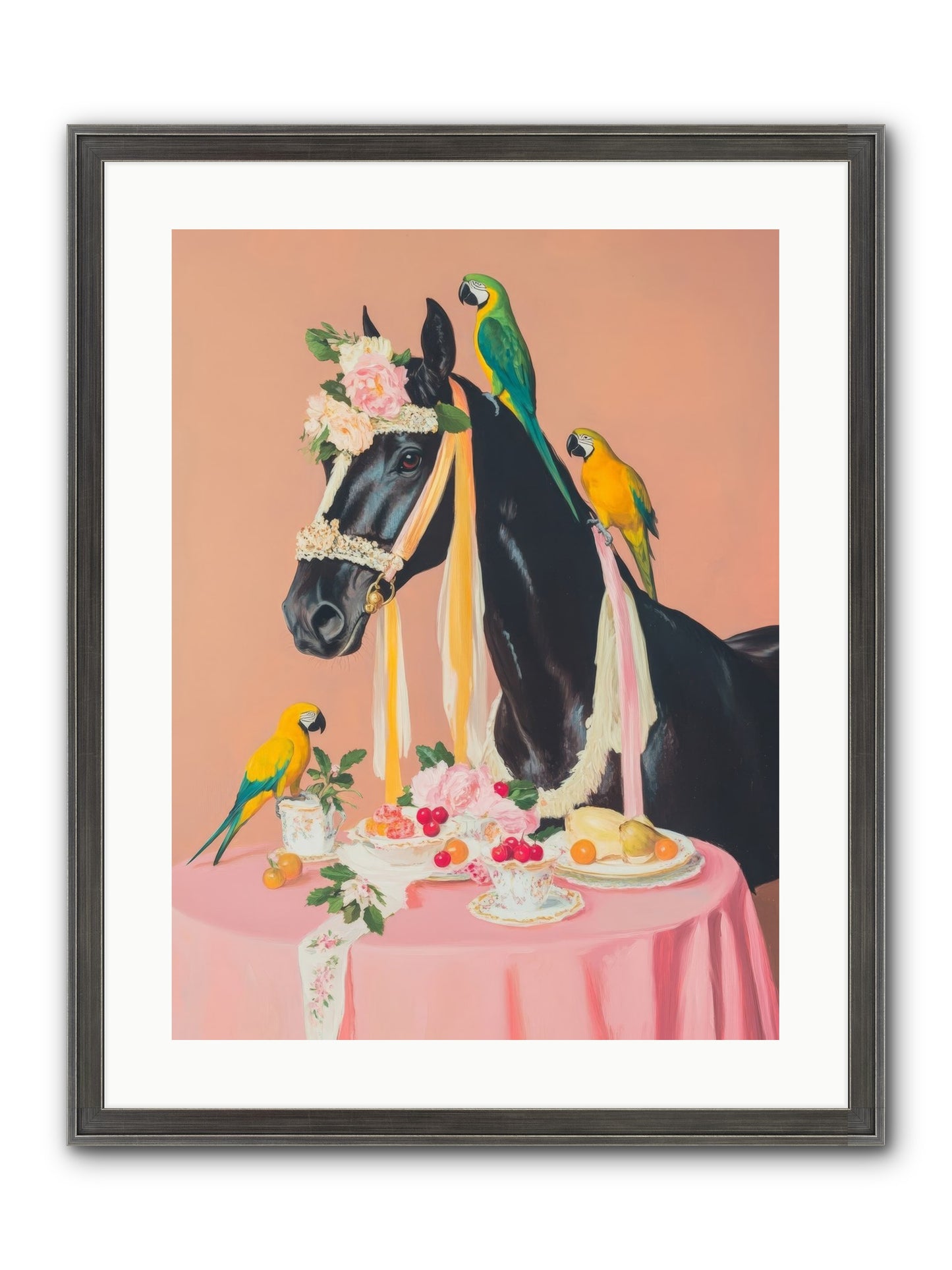 Feathers & Bridle Brigade Framed Print - Slimwoods Black/Silver 18x24