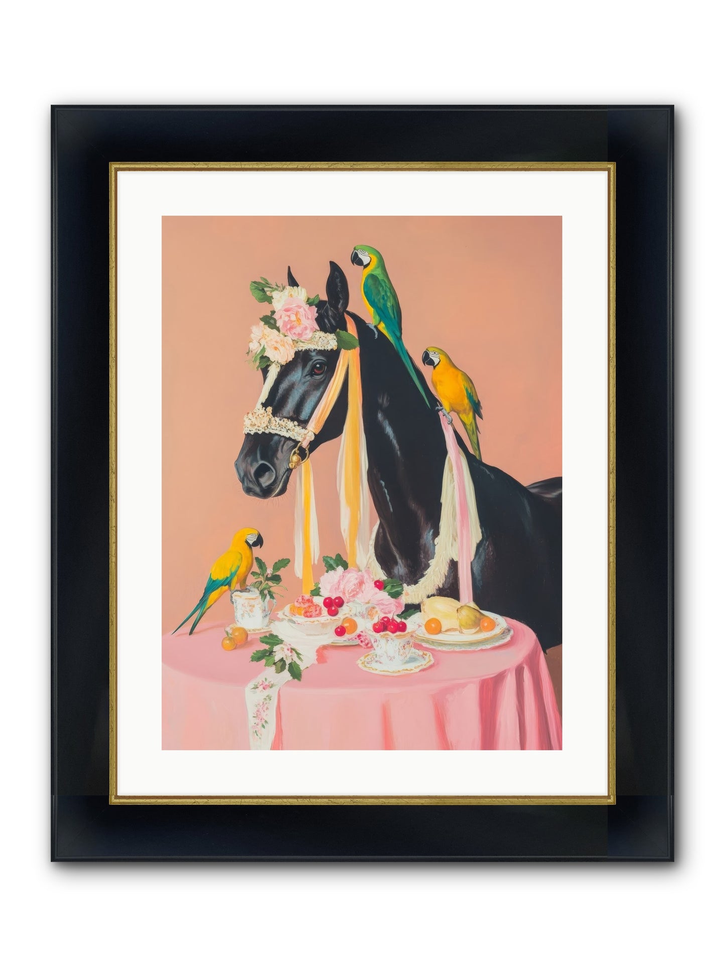 Feathers & Bridle Brigade Framed Print - Wide Black w/Gold 18x24