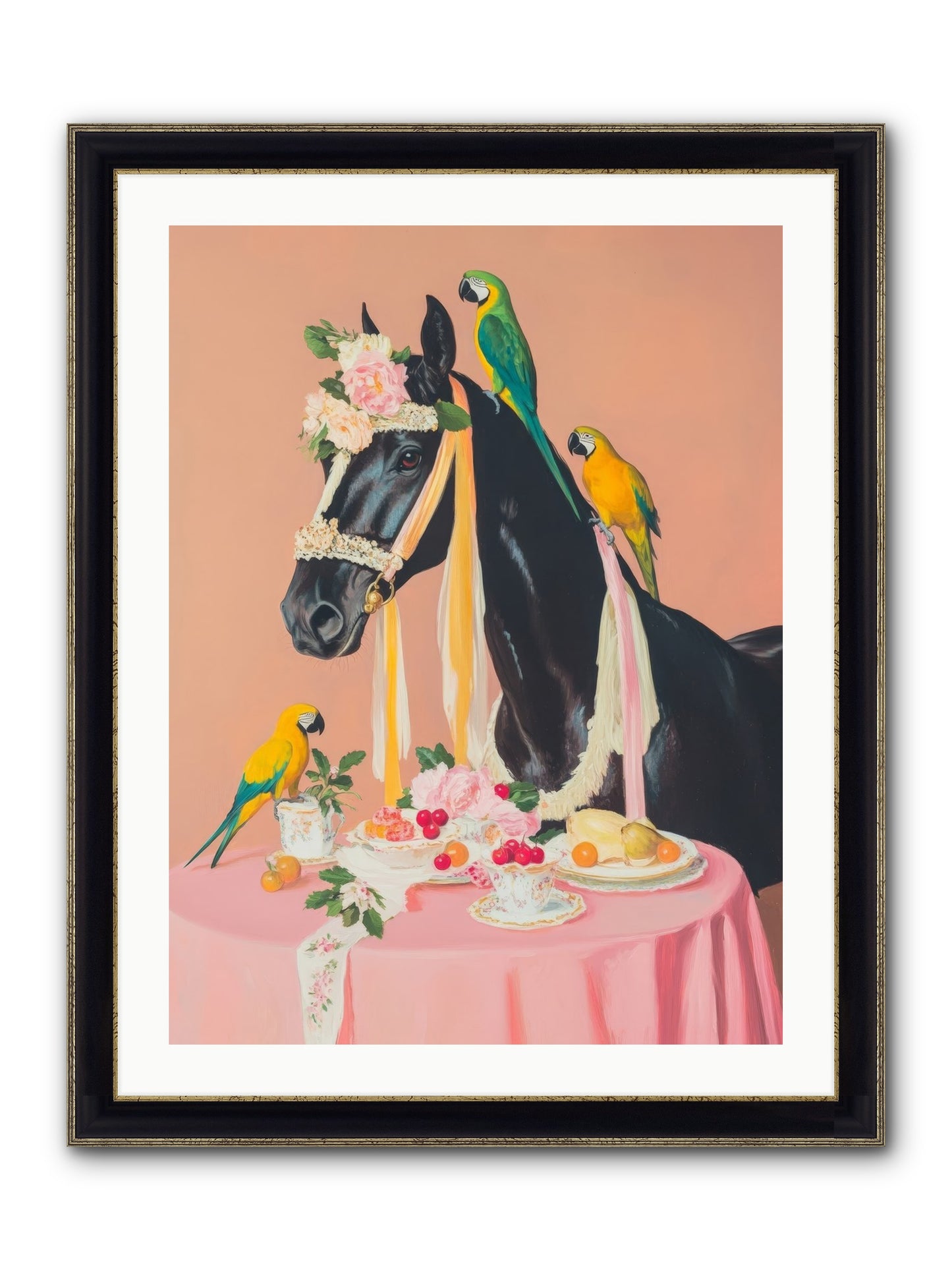 Feathers & Bridle Brigade Framed Print - Black & Gold 24x32