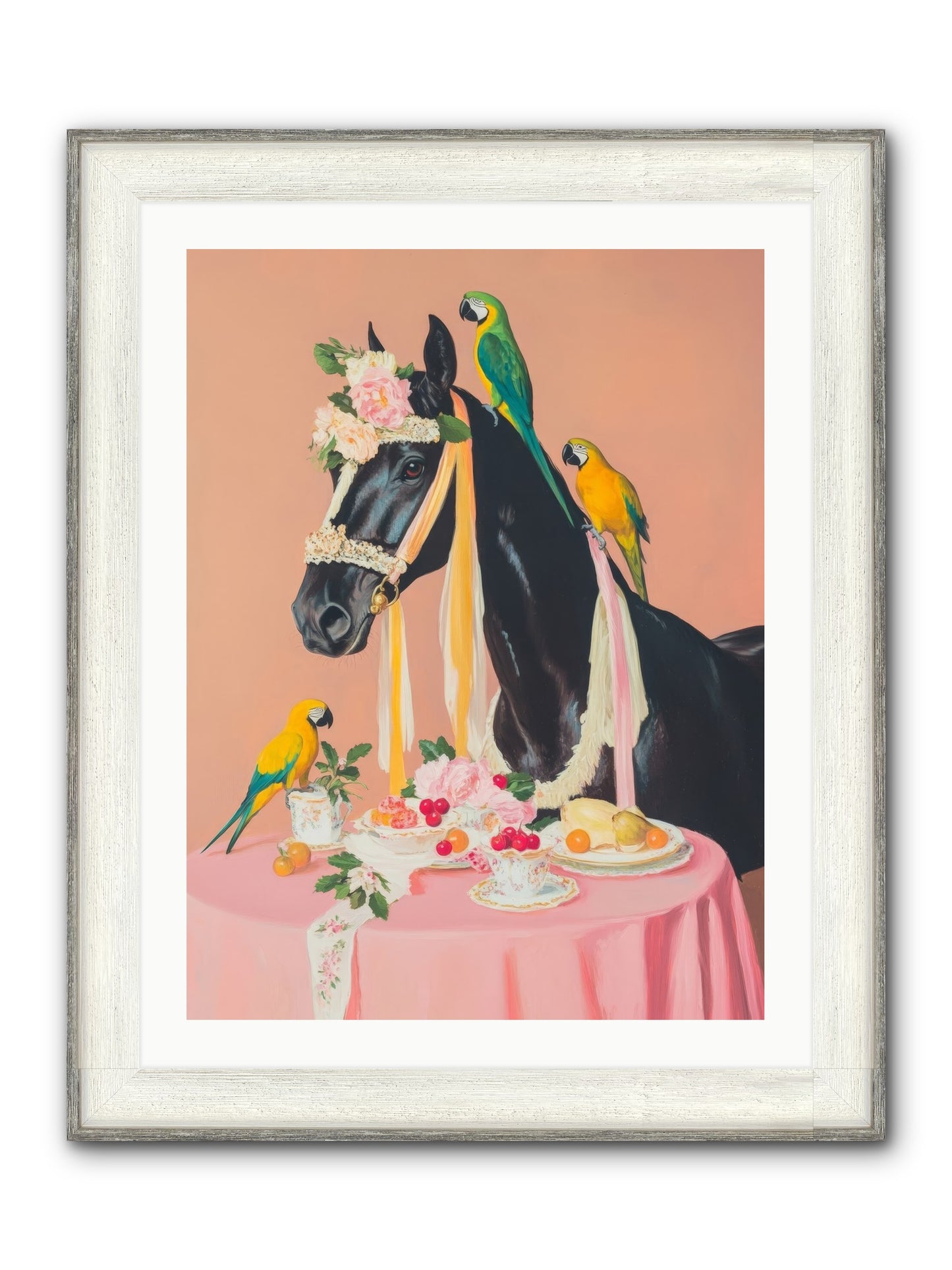 Feathers & Bridle Brigade Framed Print - Driftwood White 24x32