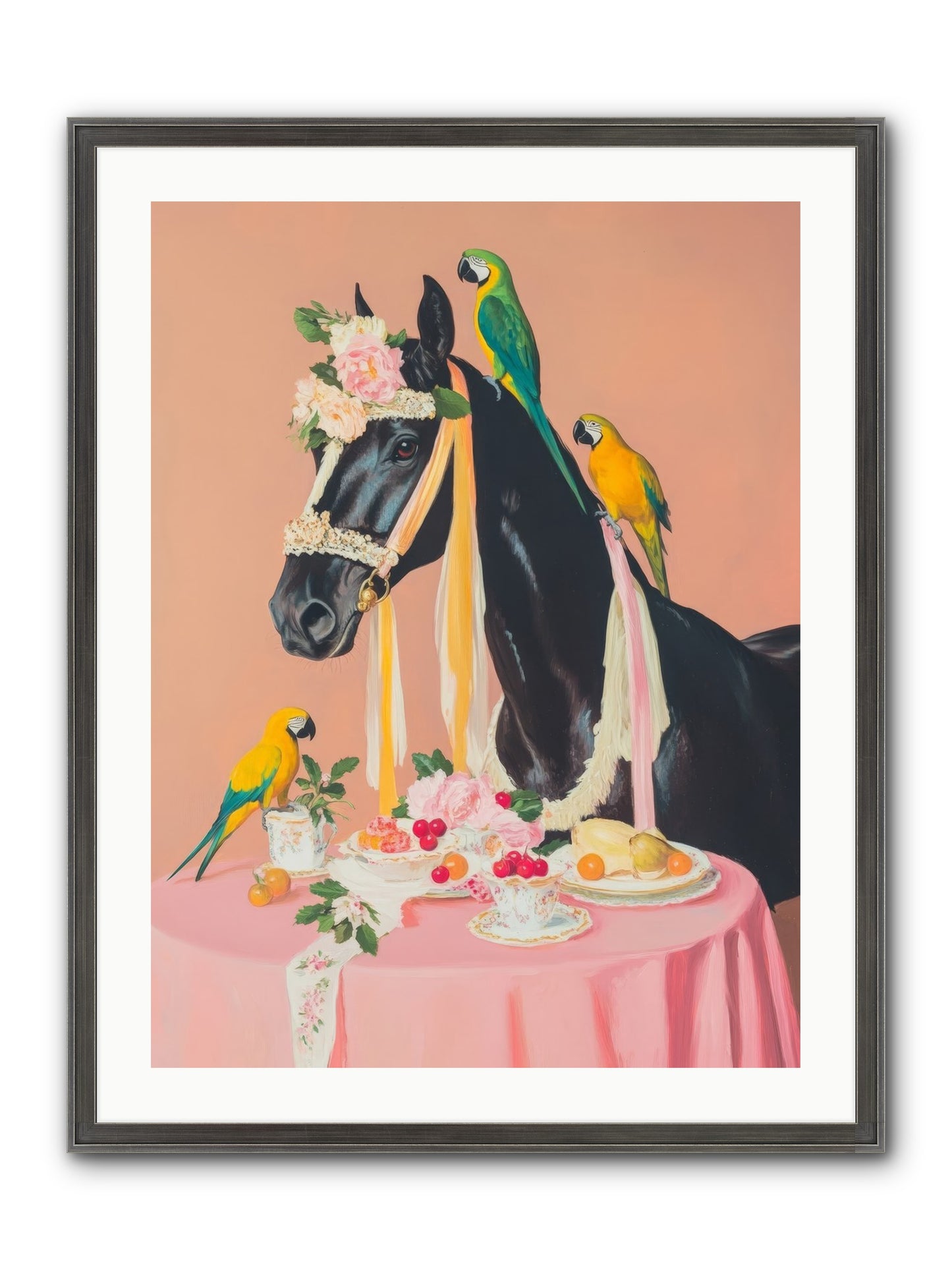 Feathers & Bridle Brigade Framed Print - Slimwoods Black/Silver 24x32