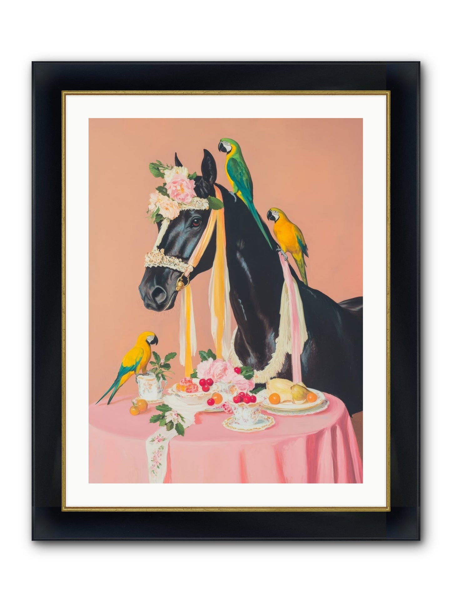 Feathers & Bridle Brigade Framed Print - Wide Black w/Gold 24x32