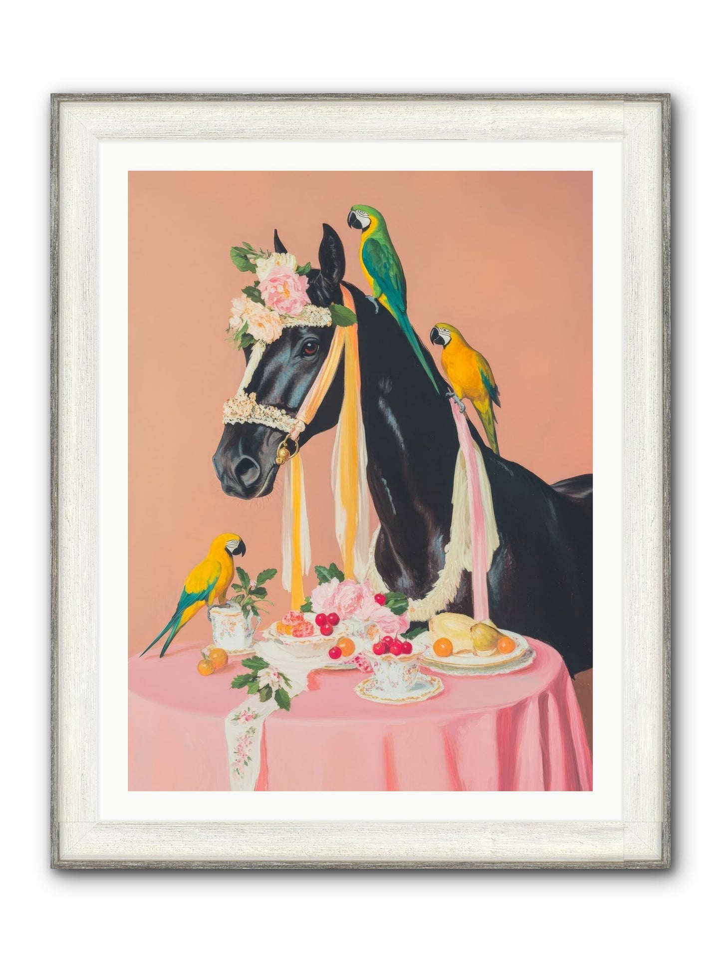 Feathers & Bridle Brigade Framed Print - Driftwood White 30x40