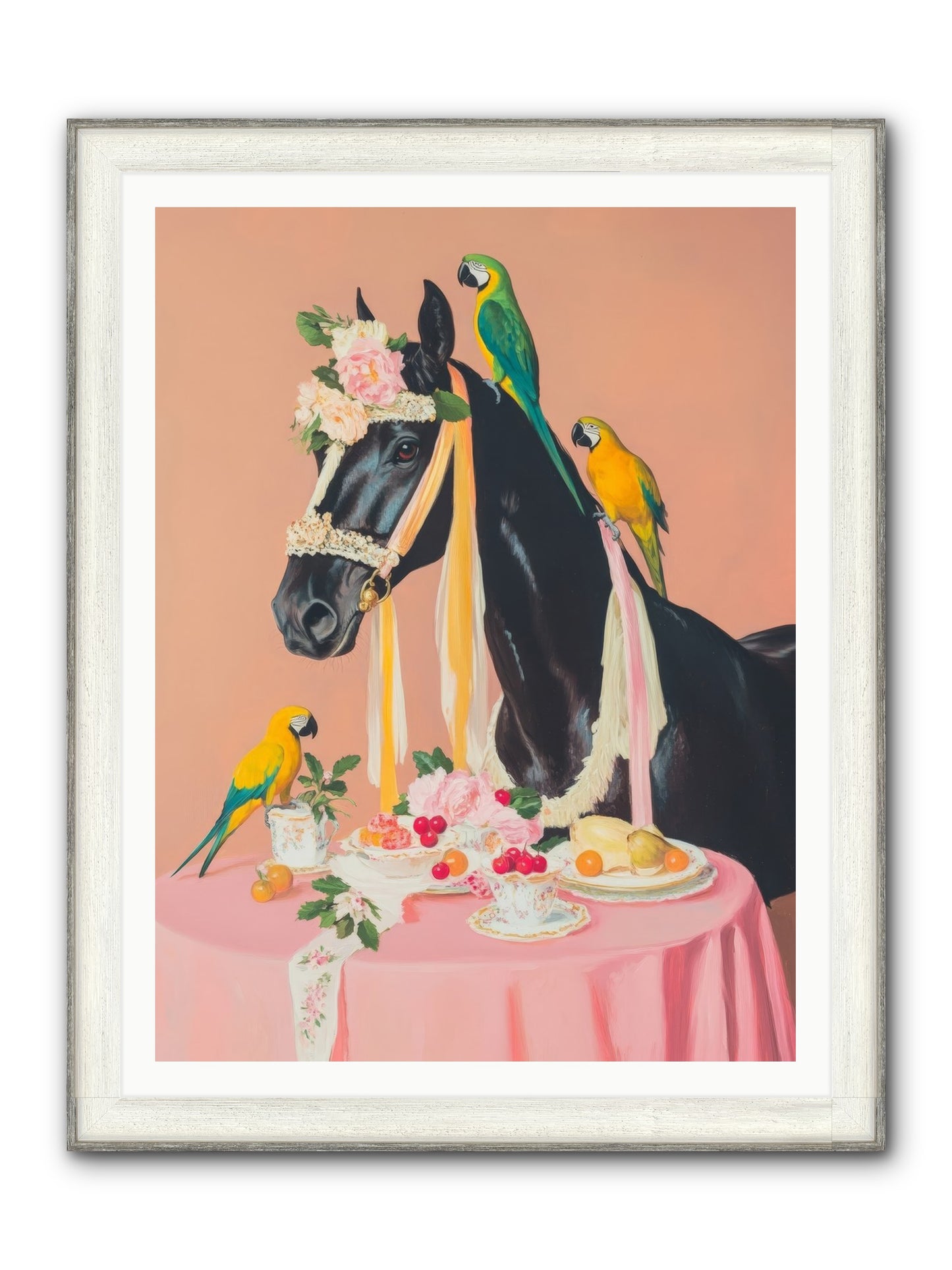 Feathers & Bridle Brigade Framed Print - Driftwood White 36x48