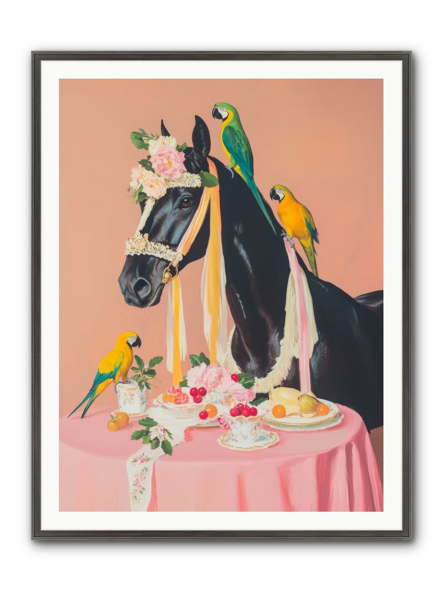 Feathers & Bridle Brigade Framed Print - Slimwoods Black/Silver 36x48