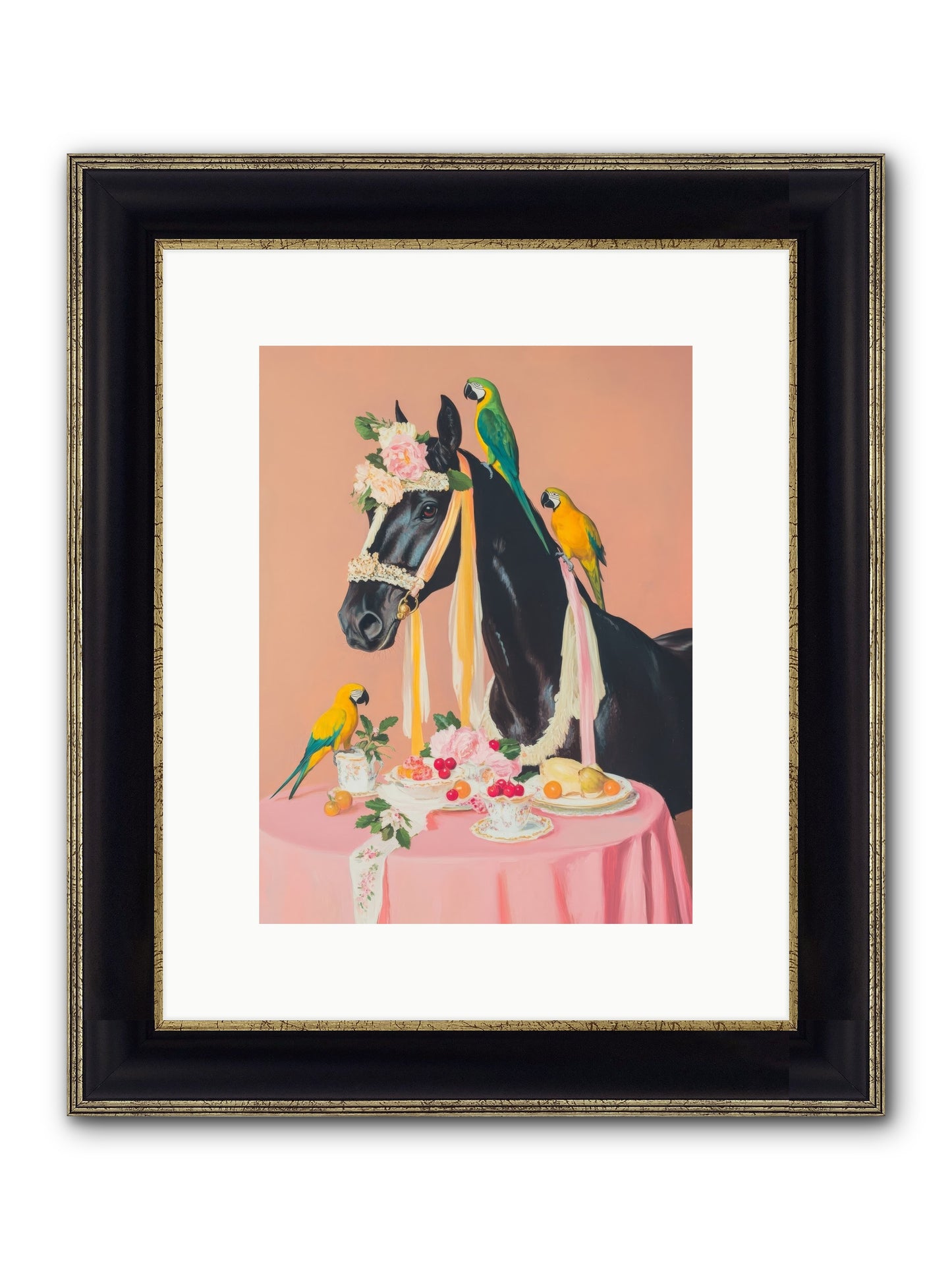 Feathers & Bridle Brigade Framed Print - Black & Gold 9x12