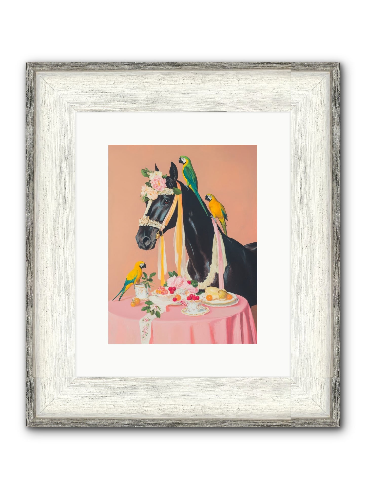 Feathers & Bridle Brigade Framed Print - Driftwood White 9x12