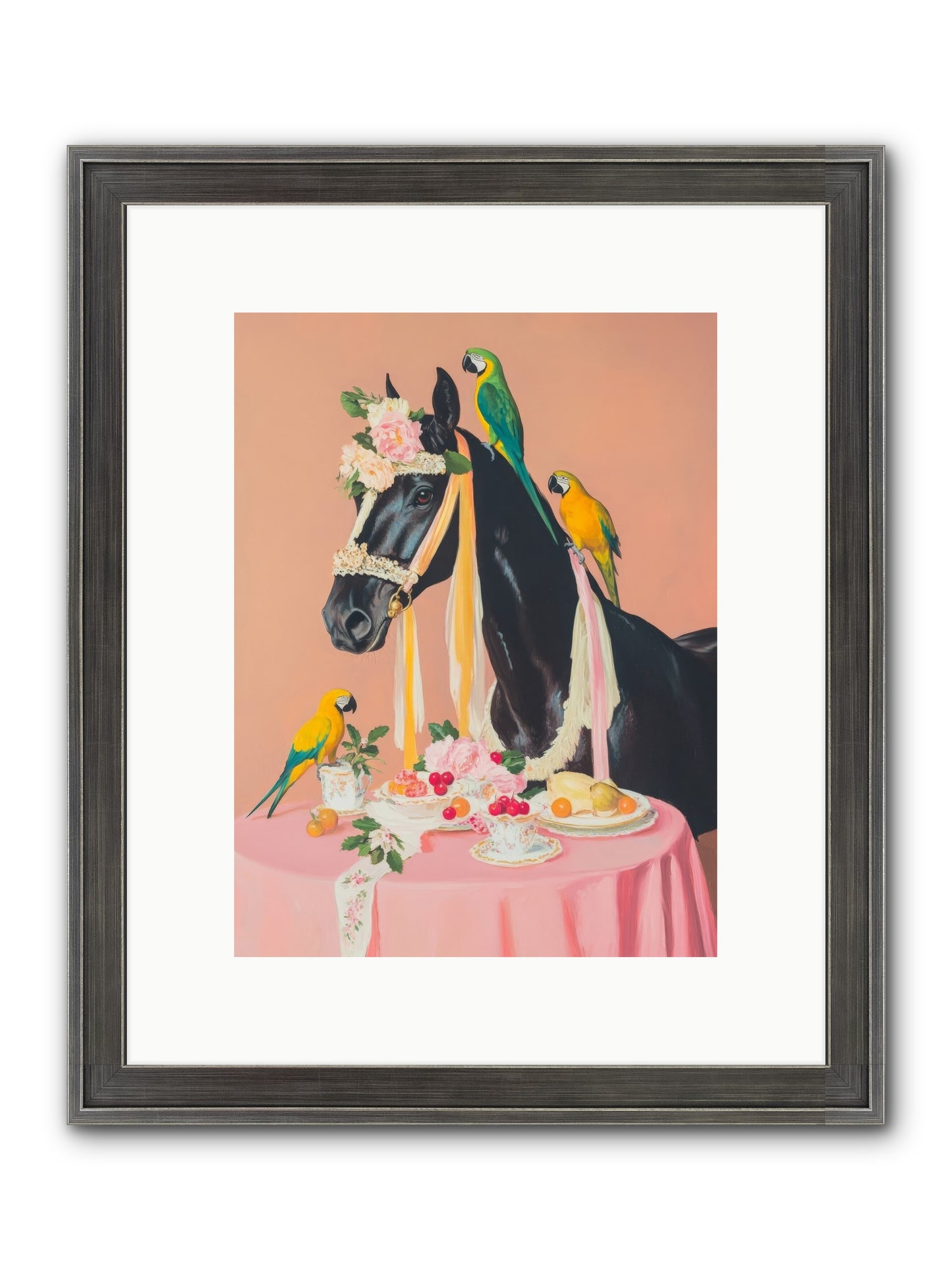 Feathers & Bridle Brigade Framed Print - Slimwoods Black/Silver 9x12