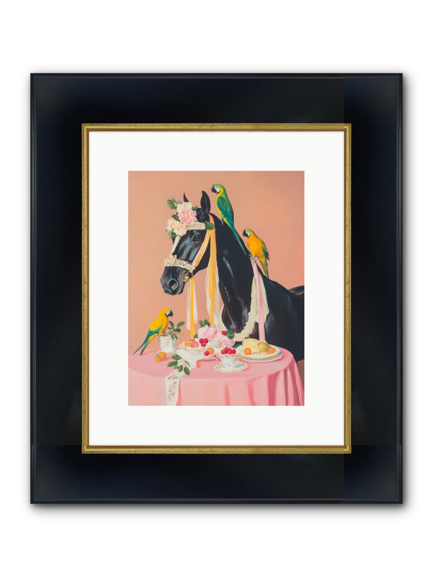 Feathers & Bridle Brigade Framed Print - Wide Black w/Gold 9x12