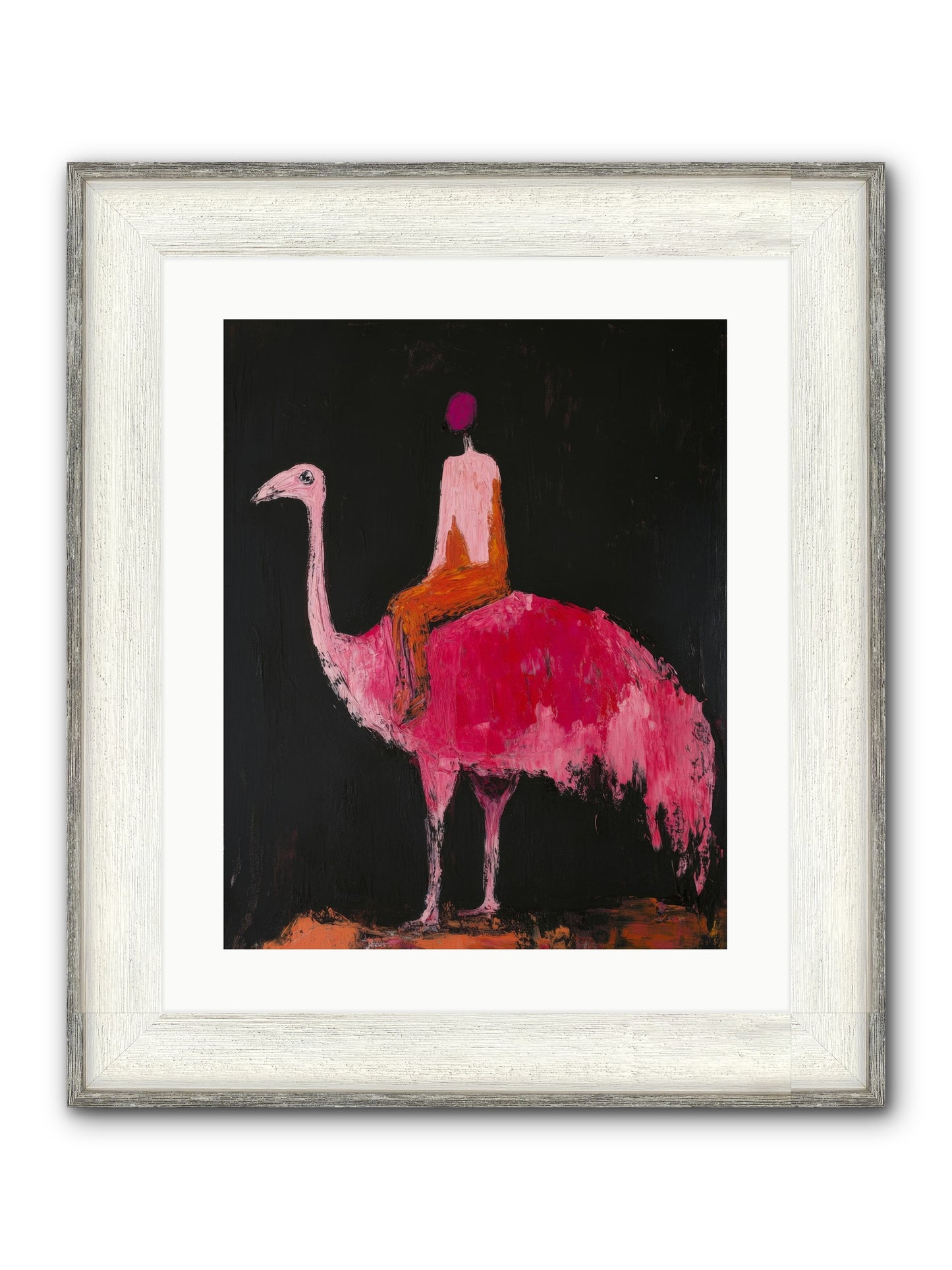 Feathers Meet Fancy Framed Print - Driftwood White 16x20