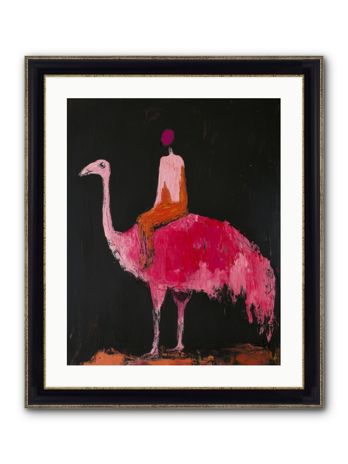 Feathers Meet Fancy Framed Print - Black & Gold 20x25