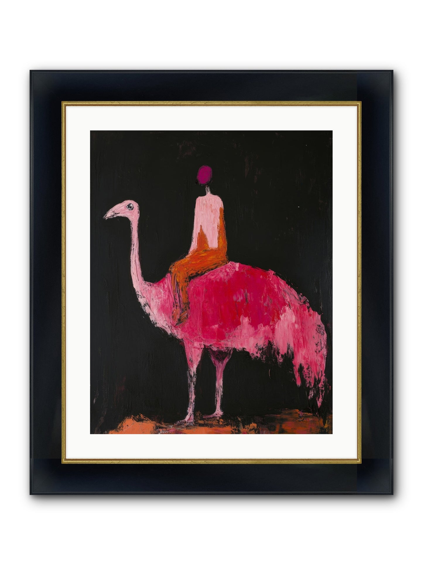 Feathers Meet Fancy Framed Print - Wide Black w/Gold 20x25