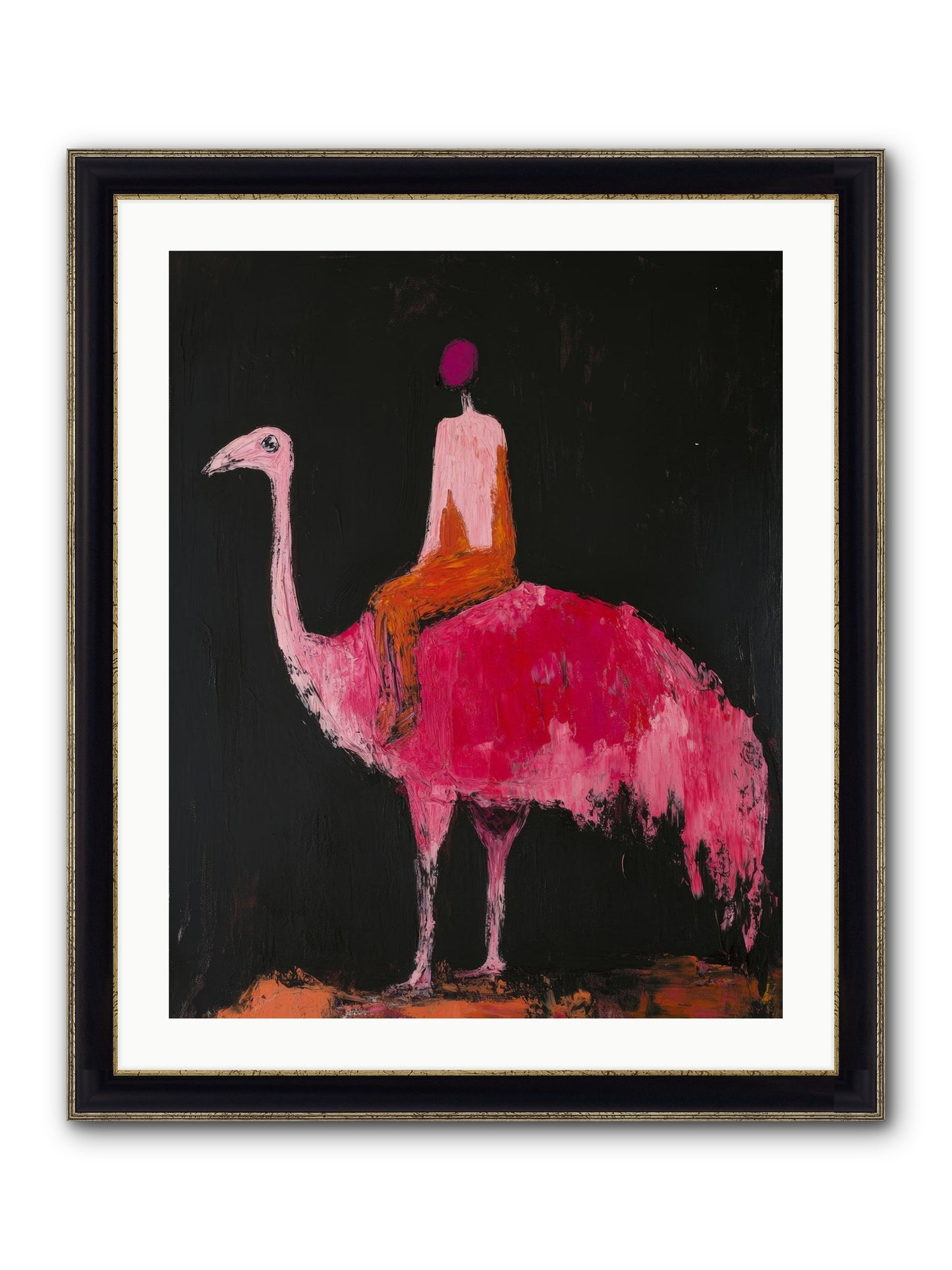 Feathers Meet Fancy Framed Print - Black & Gold 24x30