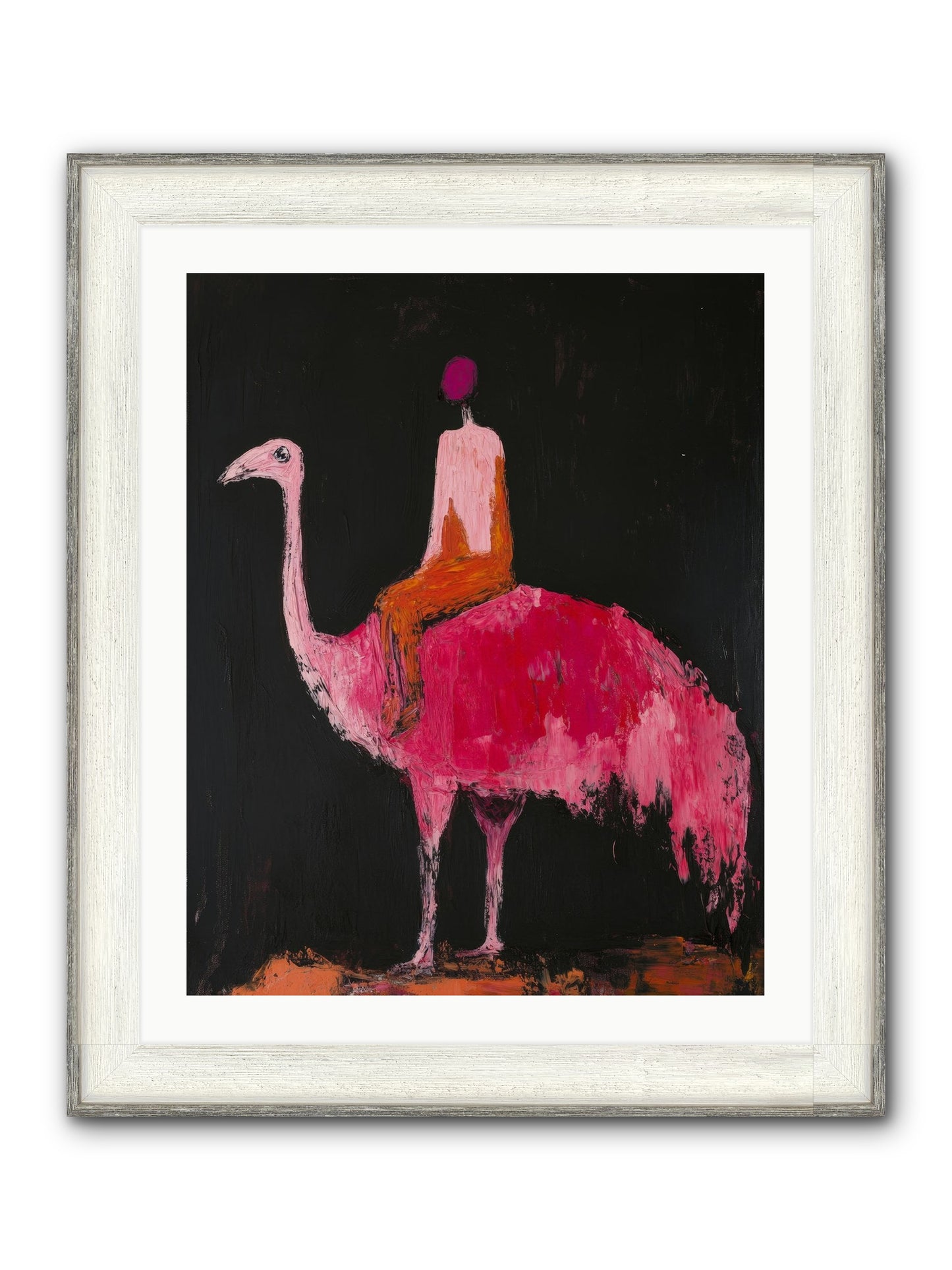 Feathers Meet Fancy Framed Print - Driftwood White 24x30