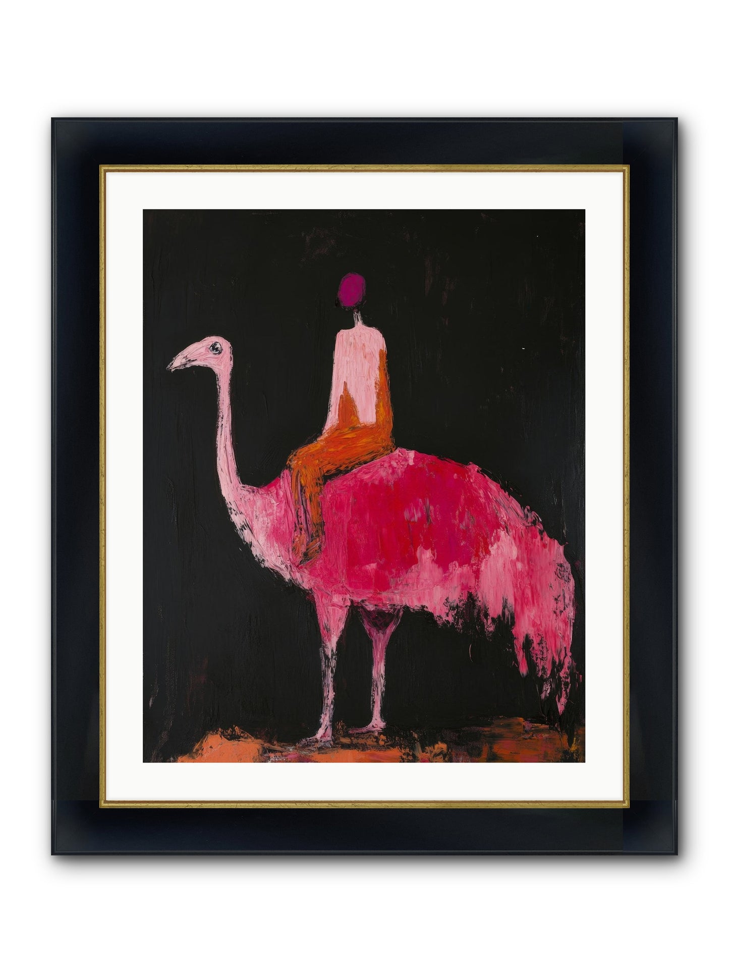 Feathers Meet Fancy Framed Print - Wide Black w/Gold 24x30